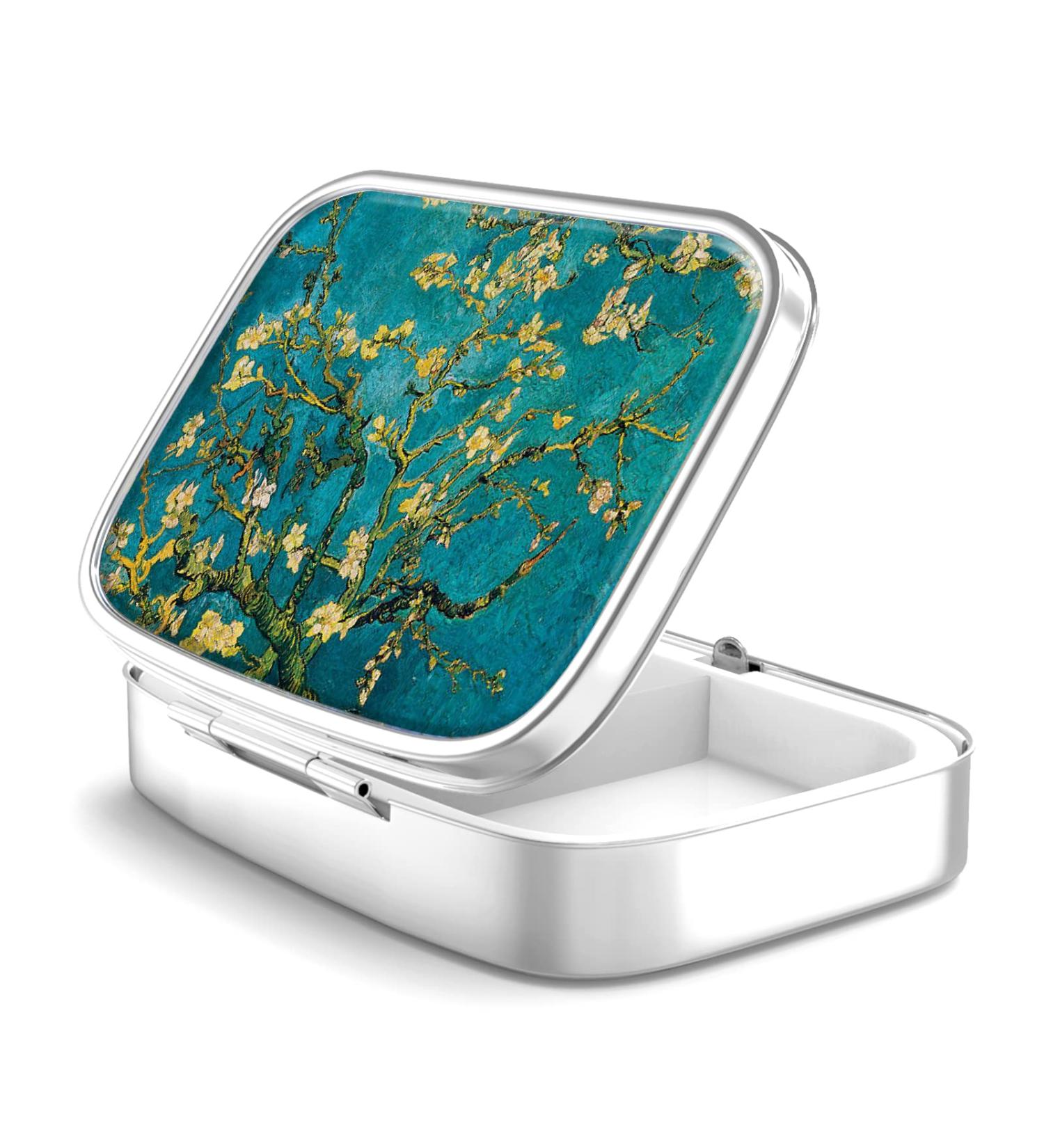 Van Gogh Almond Blossom Pill Box - 2 Compartment Portable Medicine Case - Buy Online on GoSupps.com