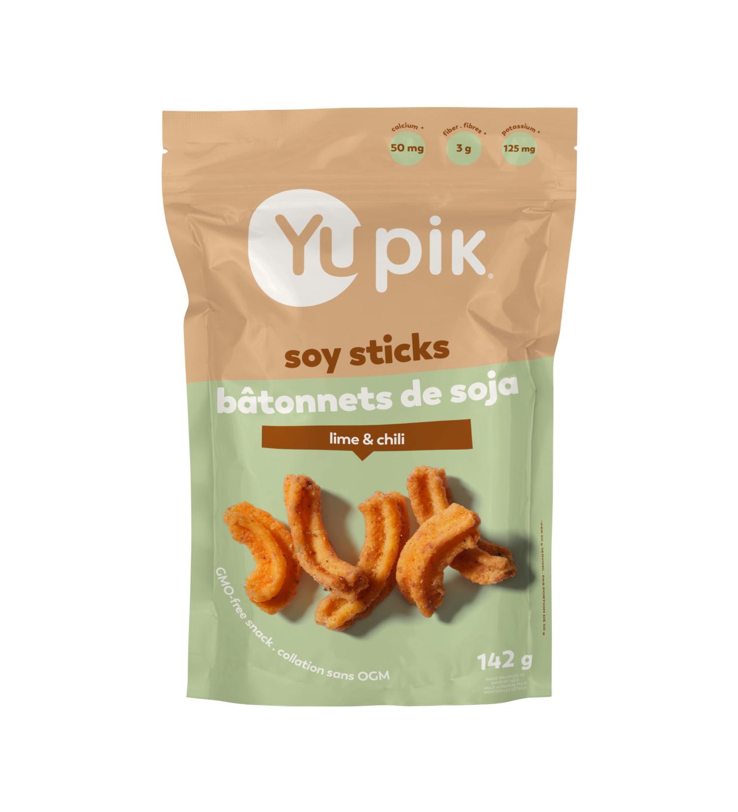 Yupik Lime & Chili Soy Sticks 142 g GMO-Free Snack Crunchy Zesty Snack Crispy Soya Crackers Natural Flavors Perfect for Any Occasion - Buy Online on GoSupps.com
