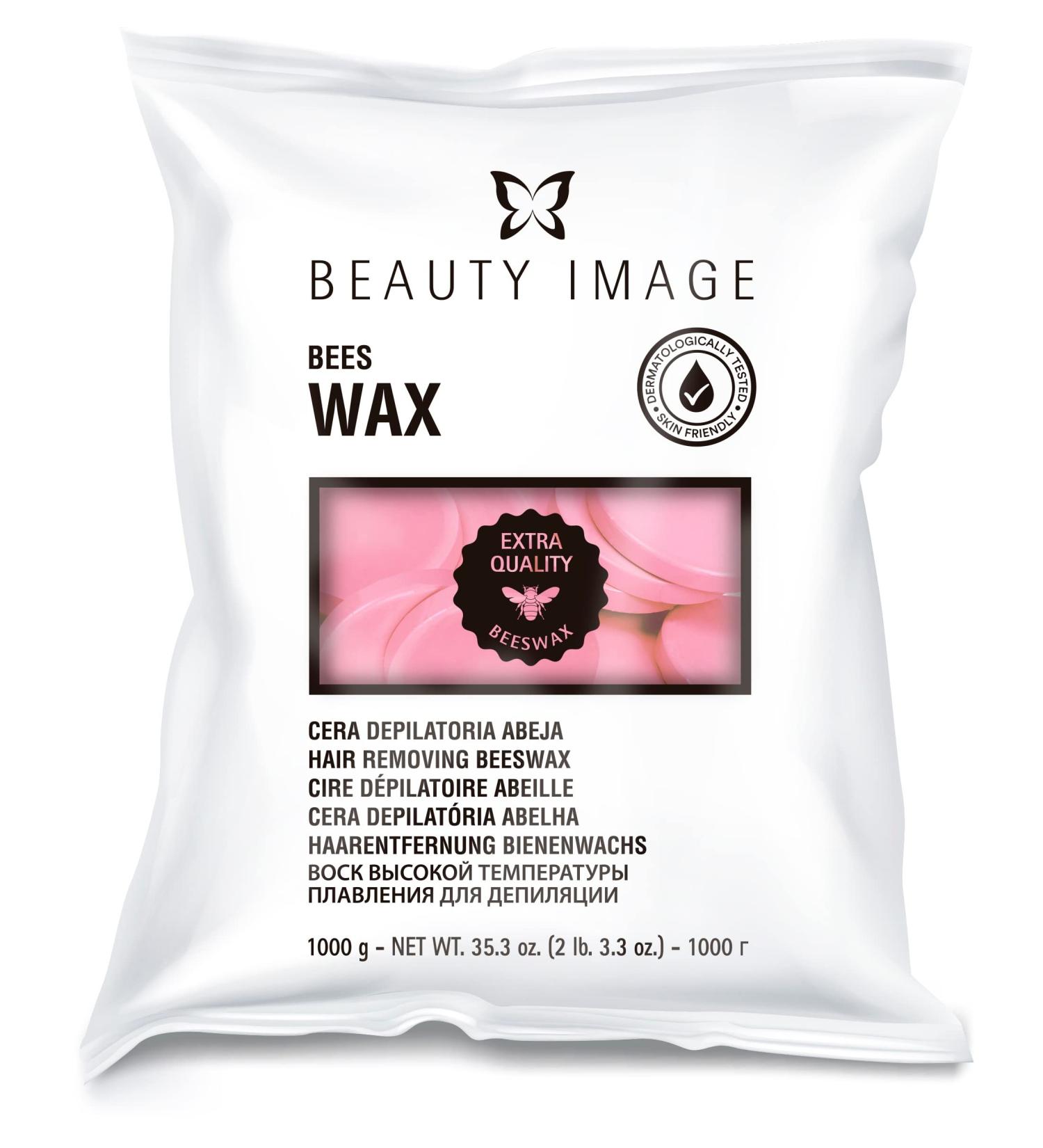Beauty image wax with beeswax.Hair removal without stripes for body armpits face eyebrows and sensitive areas.Suitable for sensitive skin.Rose hip 1 kg cream pink