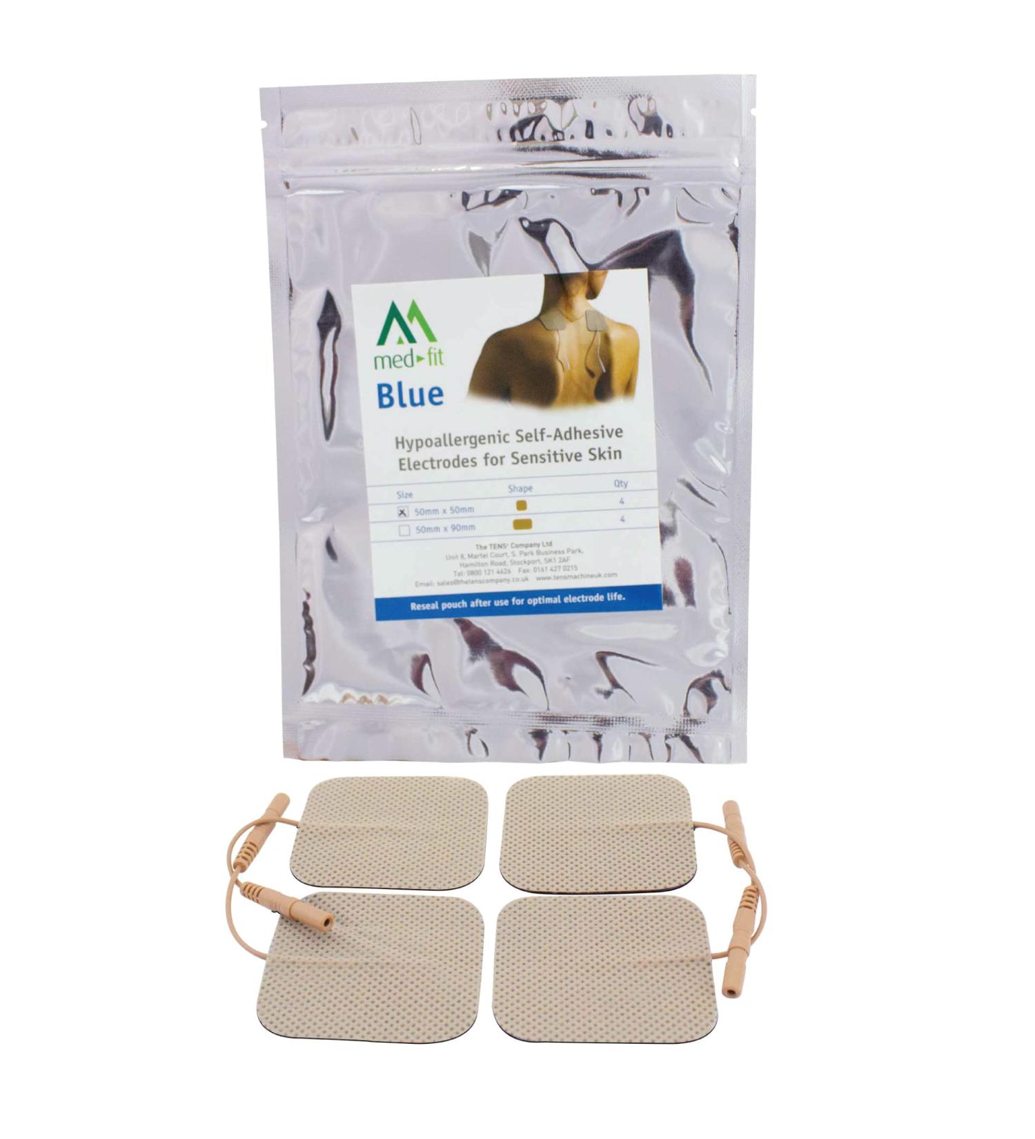 Med-Fit Blue TENS Self-Adhesive Pads 5cm x 5cm - Sensitive Skin, Long-Term Use - Buy Online on GoSupps.com