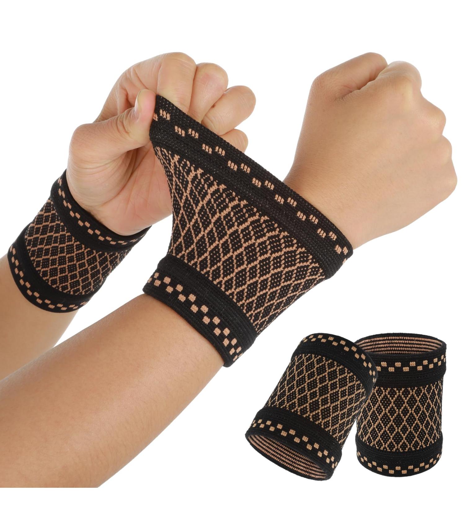 Compression Wrist Sleeve | Copper Wrist Support Brace for Pain Relief & Recovery | Arthritis & Carpal Tunnel Aid | International Shipping Available - Buy Online on GoSupps.com