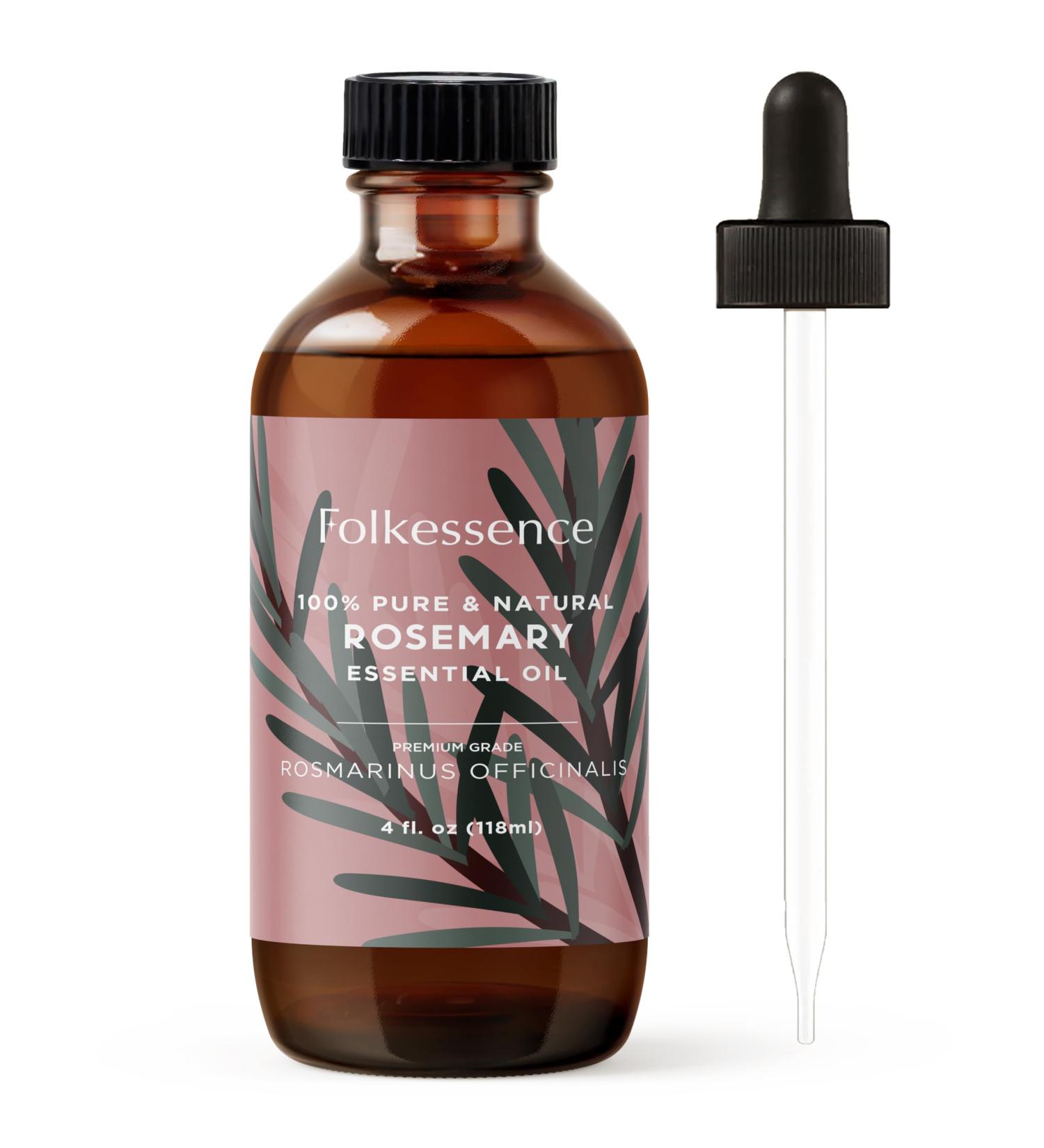 Folkulture Rosemary Essential Oils | 4 Fl Oz - 100% Pure, Organic, Natural and Undiluted | Essential Oils Premium Grade with Glass Dropper for Aromatherapy, Massage, Diffuser Rosemary 4 Fl Oz (Pack of 1) - Buy Online on GoSupps.com