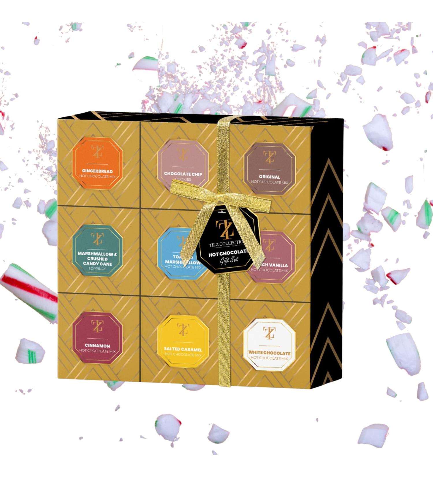 Christmas Hot Chocolate Gift Set | 9Pk Assorted Hot Choc Mallows Cookies Candy Canes in Gift Box | Christmas Food Gift for Kids Women Men | Hot Chocolate Station | Stocking Fillers Xmas Hampers - Buy Online on GoSupps.com