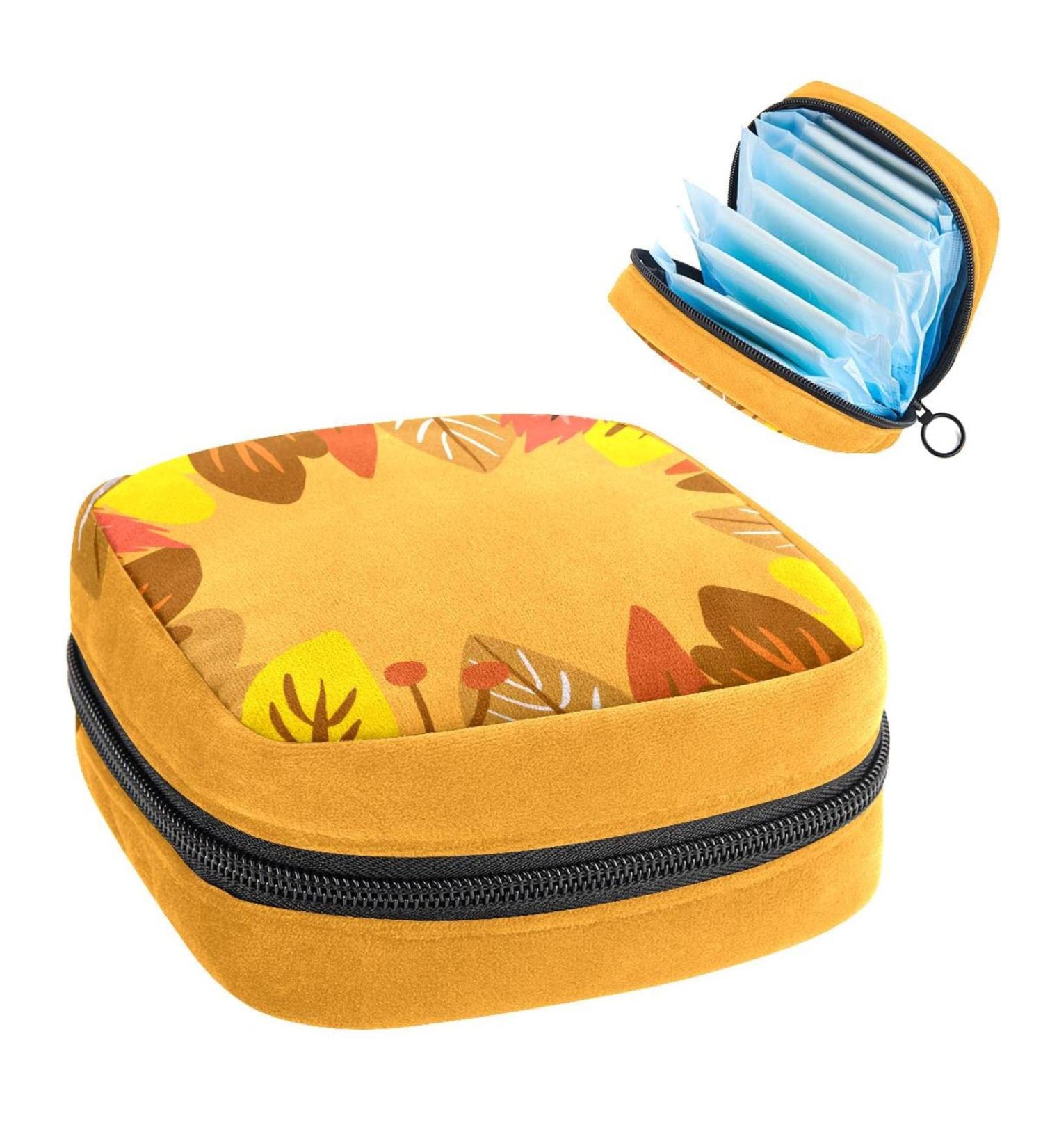 Women's Portable Period Kit - Bonds Storage Bags with Autumn Leaves Pattern | Stylish Feminine Product Bag - Buy Online on GoSupps.com