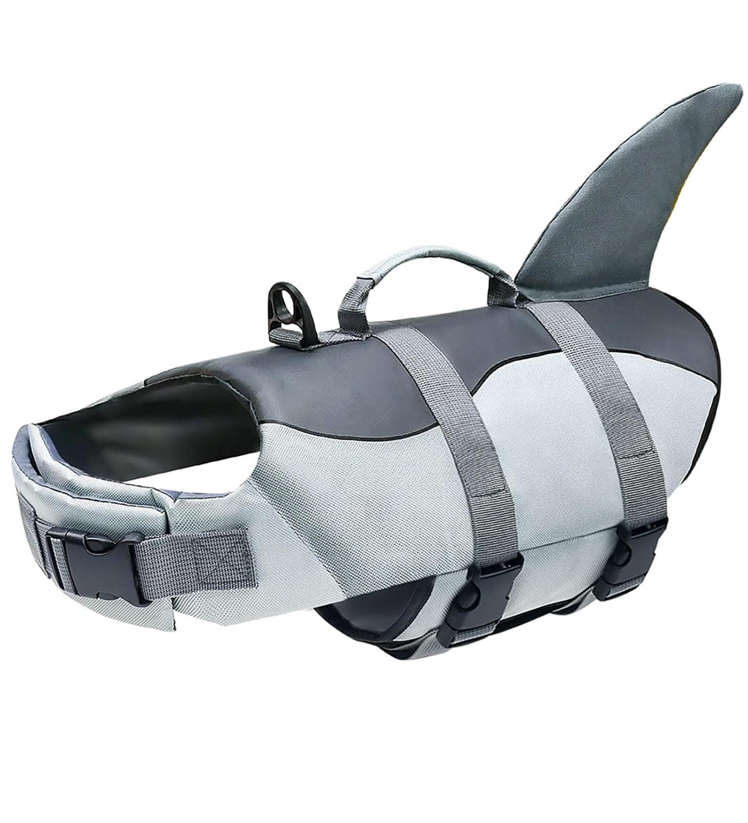 Izefia Dog Swimming Jacket - Protective Gray Swim Vest for Small & Large Dogs | Shark & Mermaid Design - Buy Online on GoSupps.com