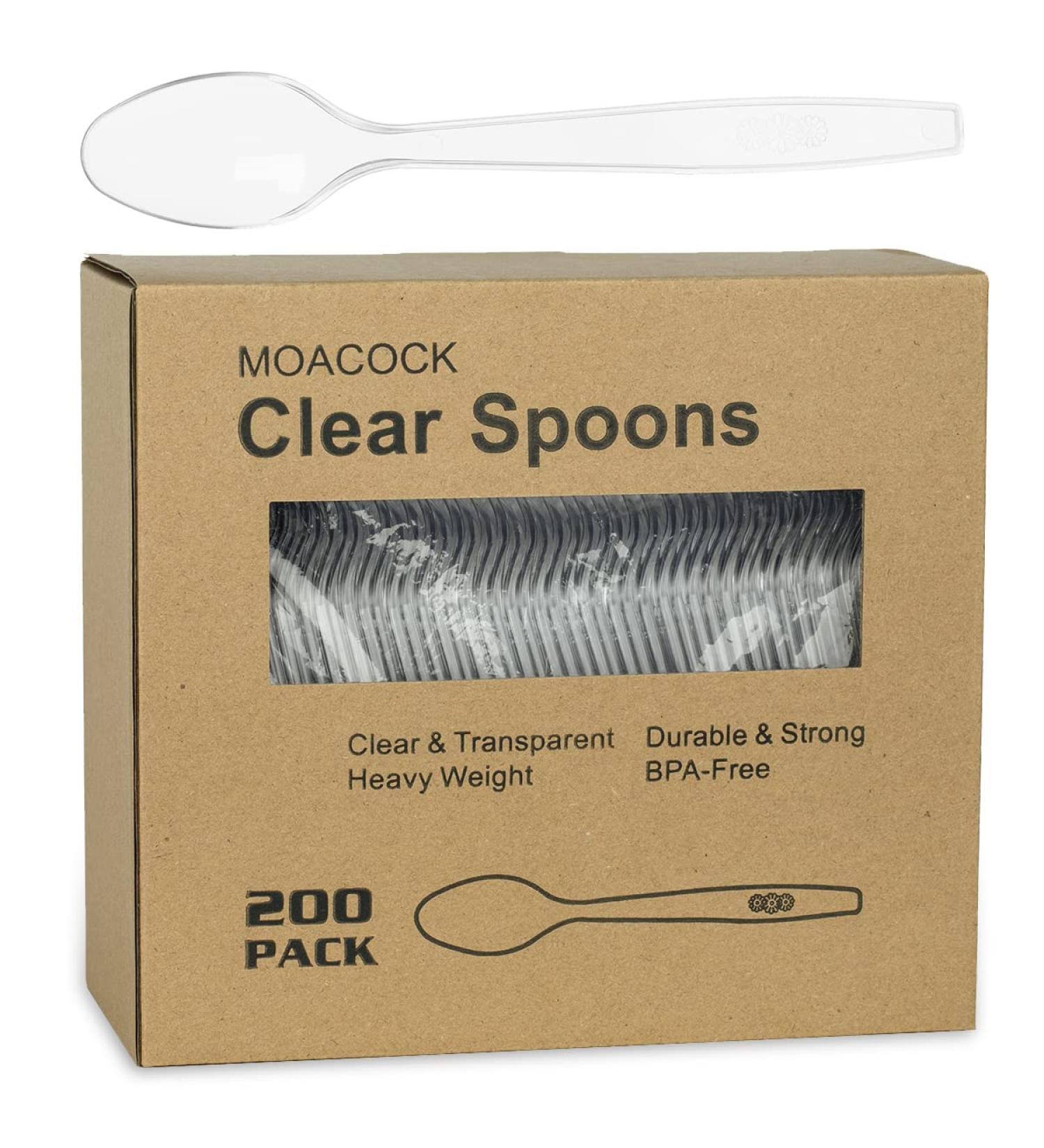 200 Count Clear Plastic Spoons - Heavy Weight Disposable Utensils - Buy Online on GoSupps.com
