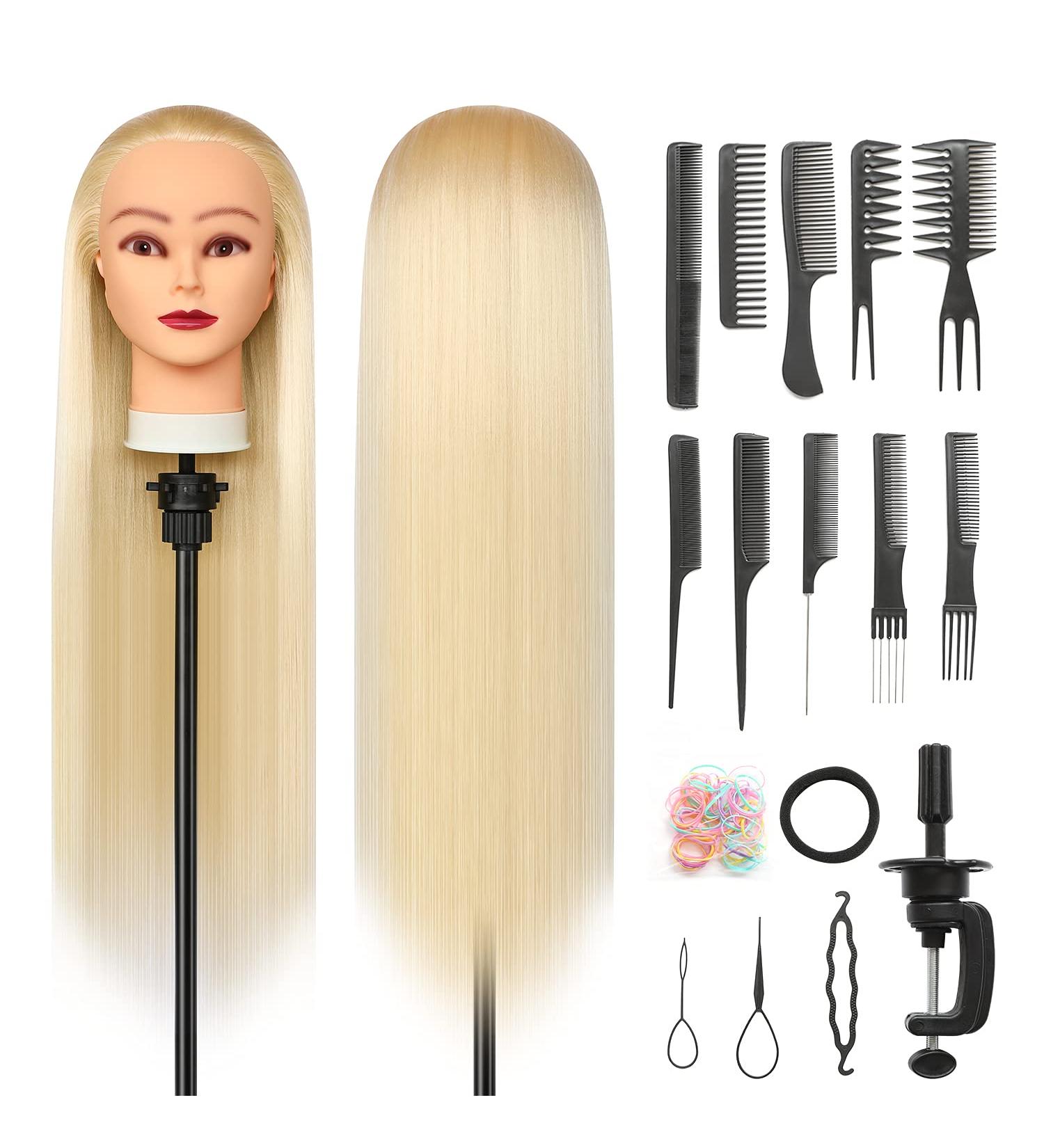 28-Inch Synthetic Hair Styling Training Head for Hairdressers - Free DIY Braided Set Included (Blond) - Buy Online on GoSupps.com