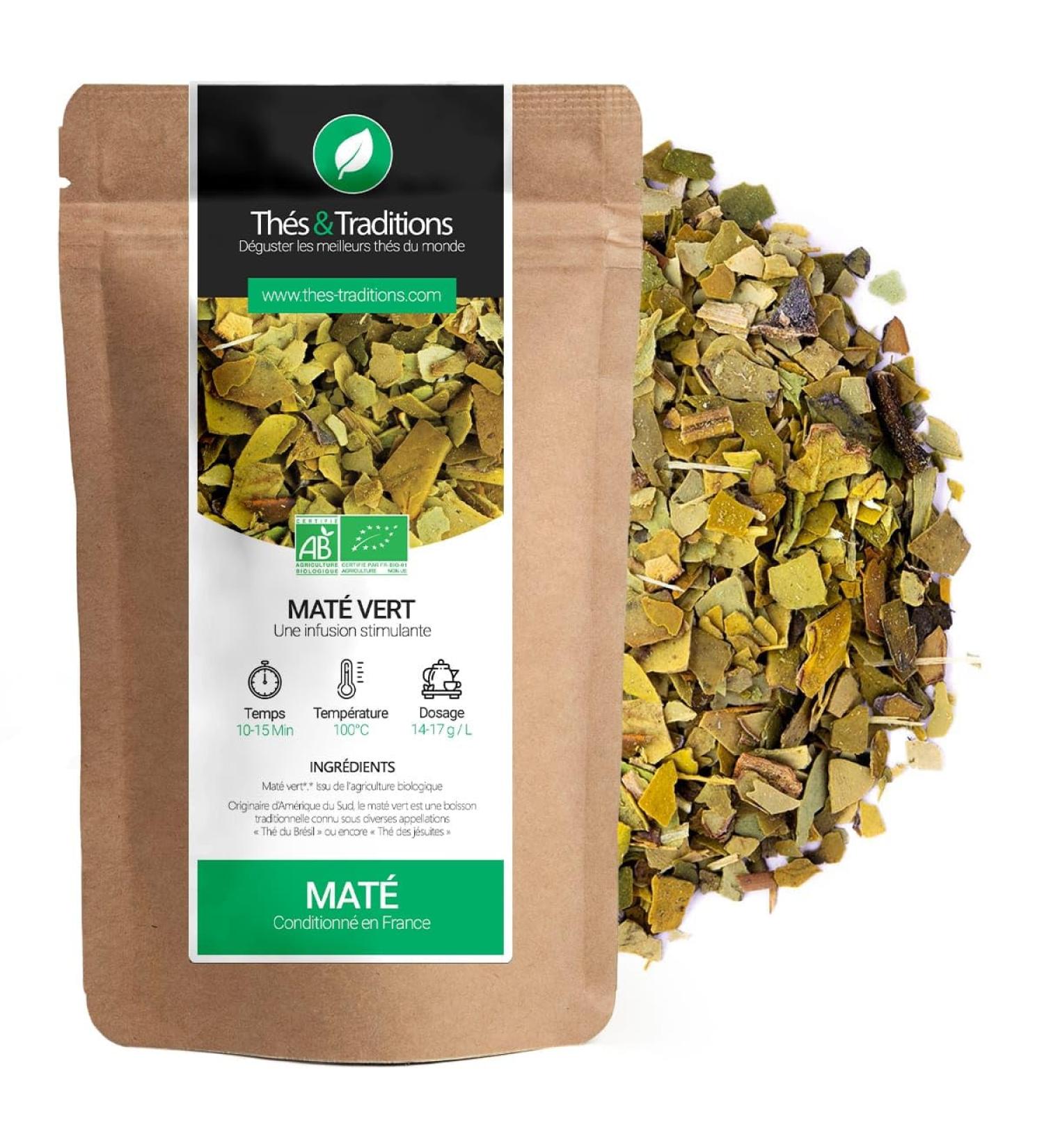  Th s & Traditions Organic Green Mate | 100g Loose Leaf Bag | Certified Organic Agriculture  - Buy Online on GoSupps.com