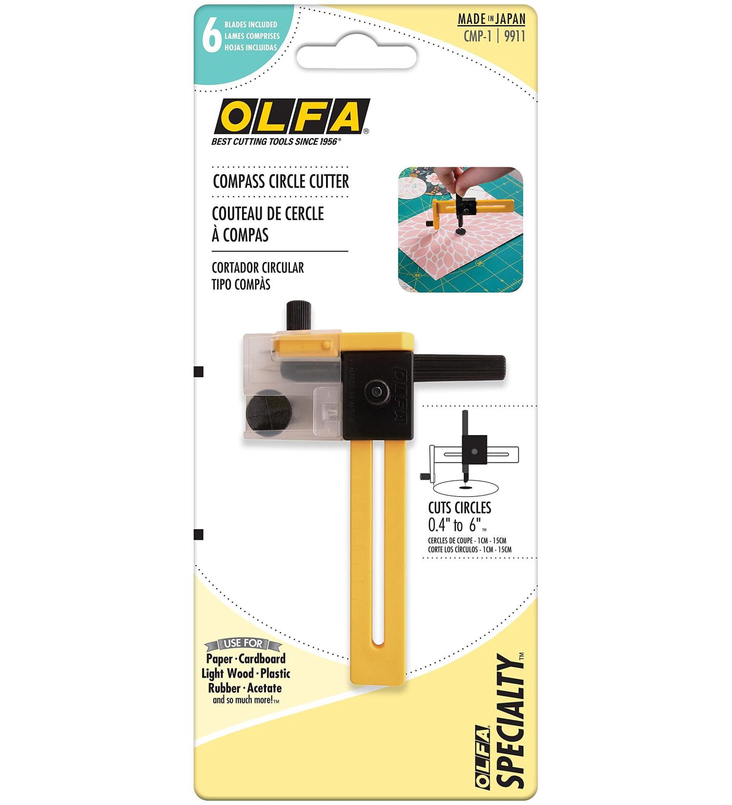 OLFA Compass Circle Cutter (CMP-1) - Adjustable Compass Style Rotary Circle Cutter w/ 6 Blades for Cutting Circles Up to 6 Inches in Diameter  Replacement Blades: OLFA COB-1 Blades - Buy Online on GoSupps.com