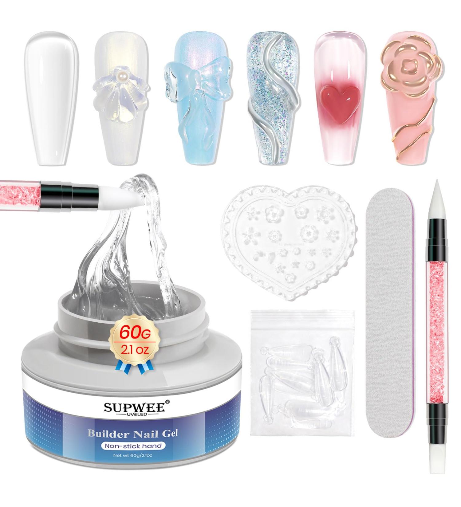 Solid Builder Gel 60G - Non-Sticky Clear Nail Builder Gel for 3D Modeling & Sculpting | Large Capacity Hard Gel for DIY Nail Art - Buy Online on GoSupps.com