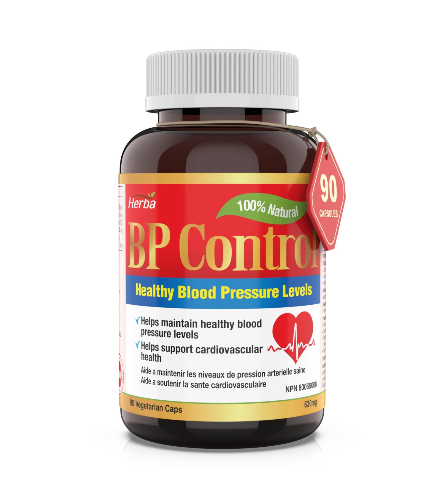 Herba Blood Pressure Supplement - 90 Capsules | 5 Natural Ingredients - CoQ10 Hawthorn Quercetin Green Coffee Bean Extract and Olive Leaf | Helps Maintain Healthy Blood Pressure Levels | Supports Cardiovascular Health | BP Control - Buy Online on GoSupps.com