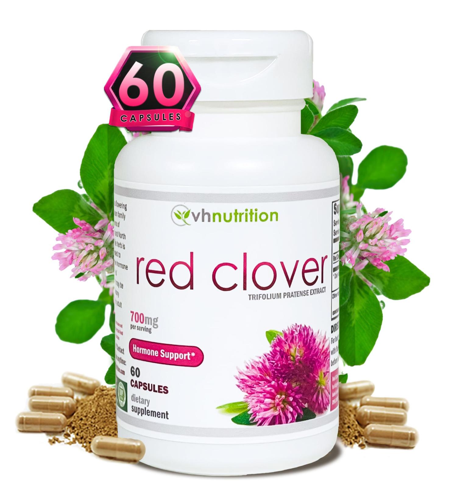 VH Nutrition Red Clover 700mg | Trifolium Pratense for Hormone Balance & Menopause Support | Natural Relief for Women | 60 Capsules - Buy Online on GoSupps.com