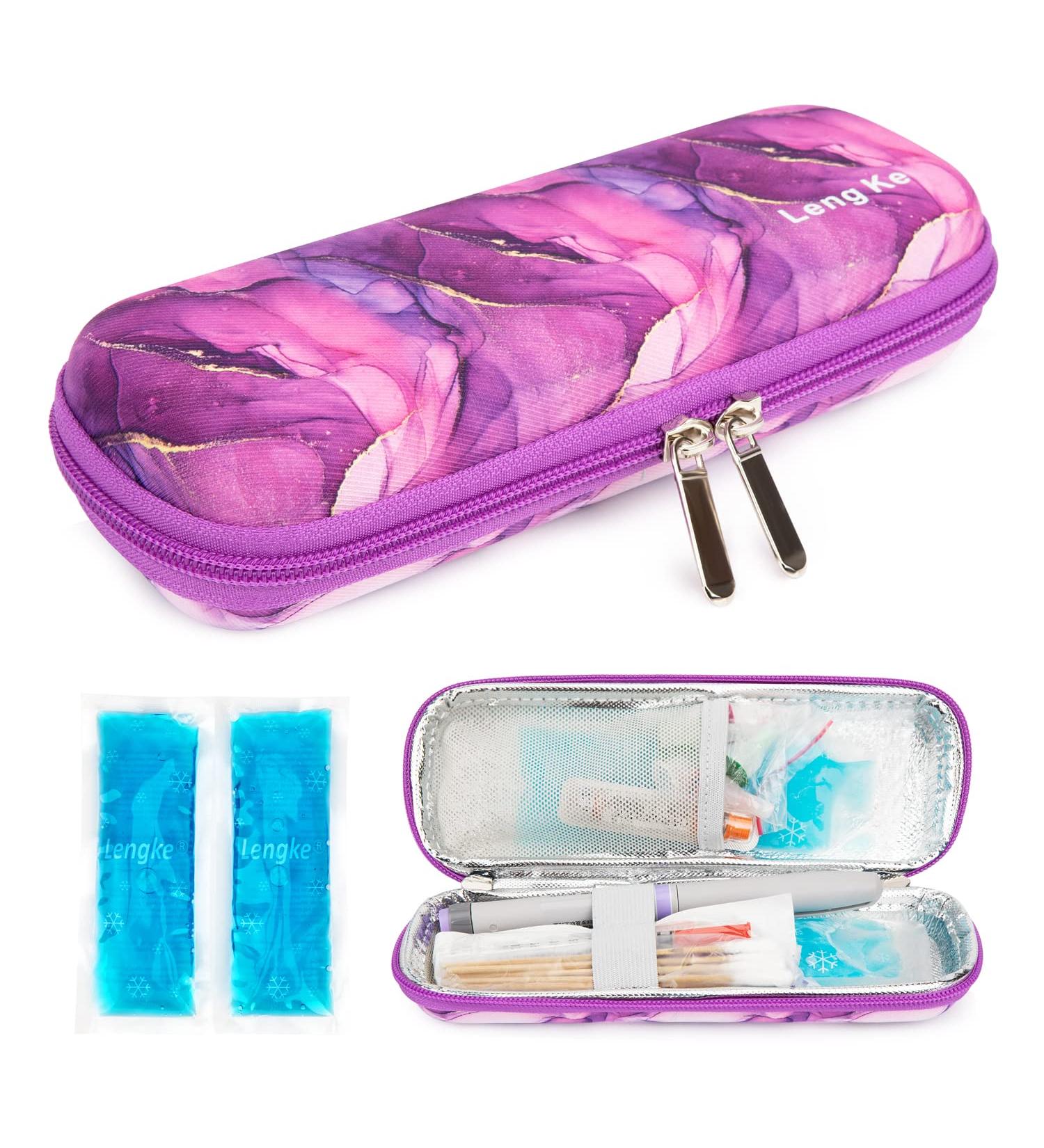 Youshares Insulin Cooling Bag for Diabetes - Travel Bag for Insulin Pen & Syringes - Diabetics Bag with Fridge Pack (Marble Purple) - Buy Online on GoSupps.com
