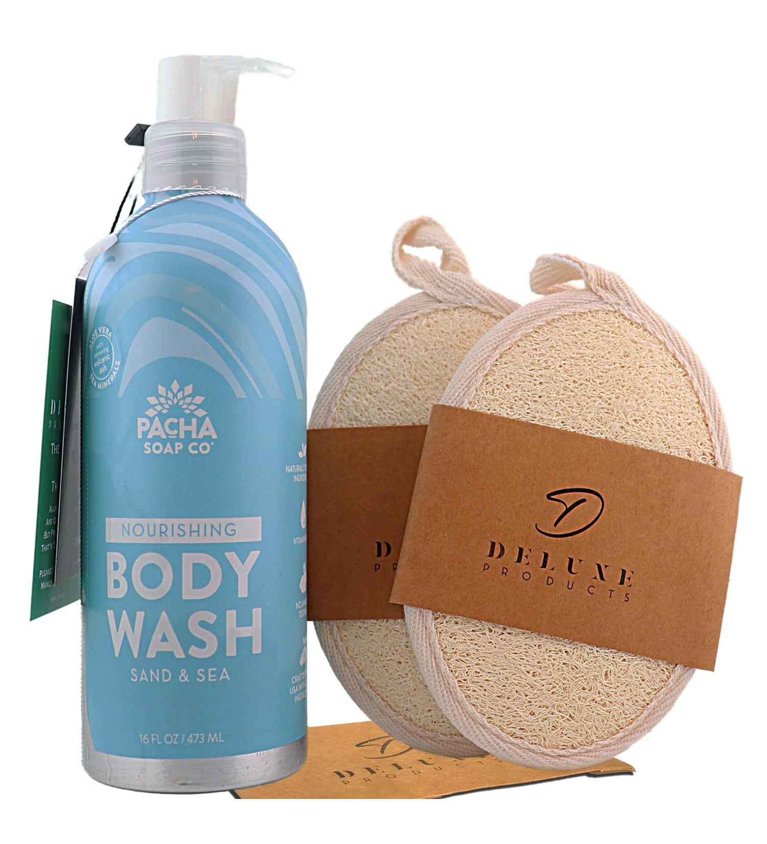 Pacha Sand & Sea 5-in-1 Body Wash & Shaving Gel - 16 fl oz - Bubble Bath Shower Soap 2 Loofahs - International Shipping Available - Buy Online on GoSupps.com