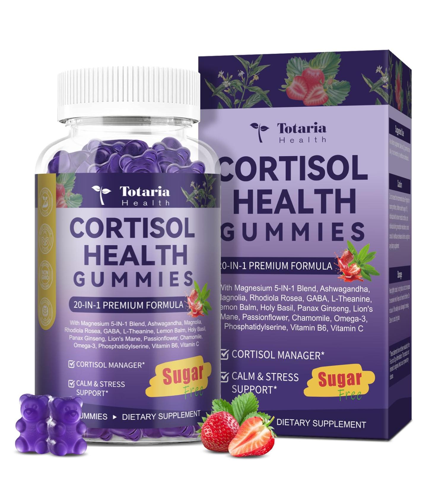 Cortisol Supplements for Women & Men 20-in-1 Cortisol Gummies with Ashwagandha Rhodiola Rosea Magnesium Phosphatidylserine Calm Focus Mood Support Healthy Cortisol Levels 30 Day Supply - Buy Online on GoSupps.com