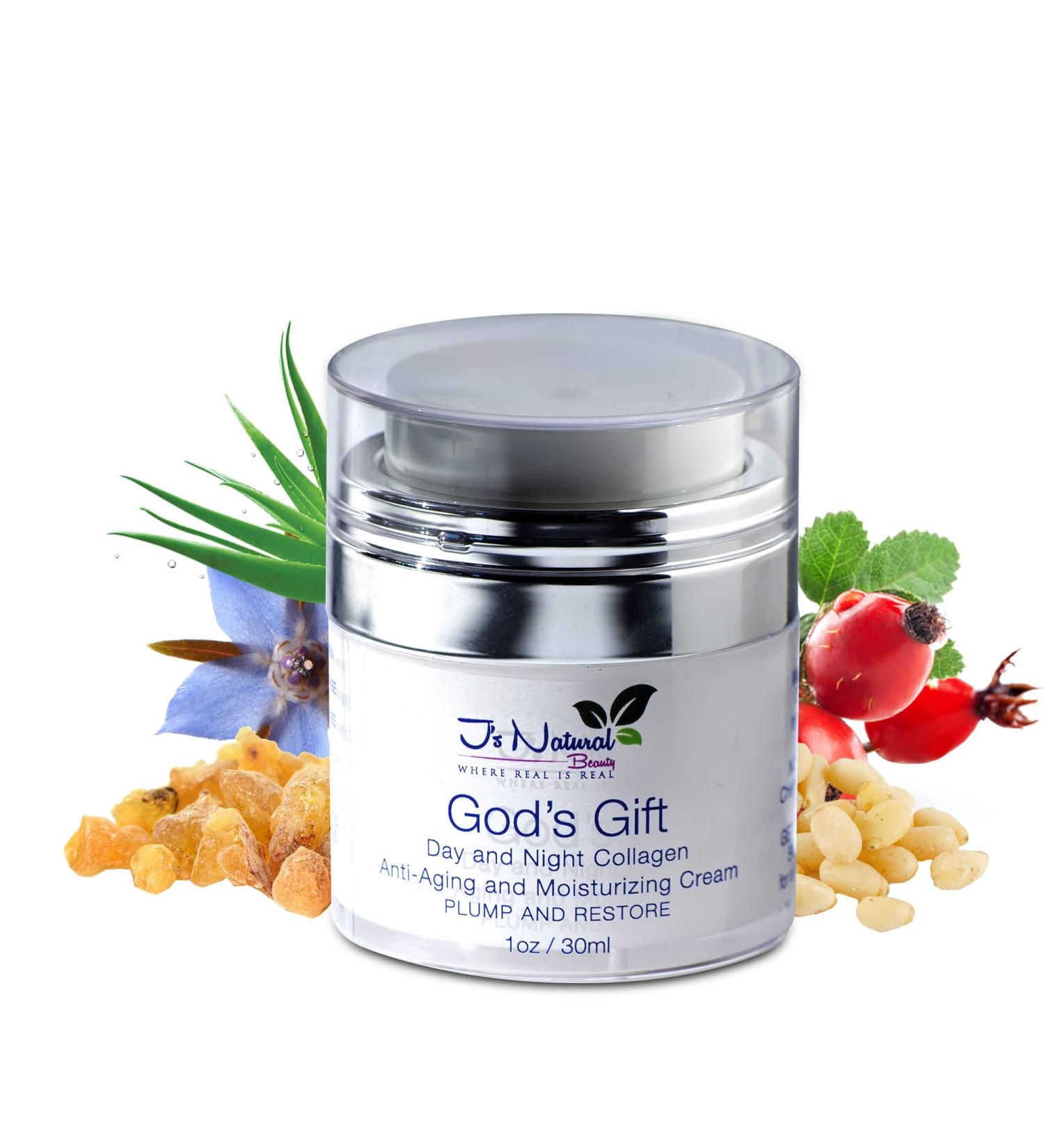 J S Natural Beauty God's Gift Moisturizer & Toner - Chemical-Free Vegan SPF 30 for Sensitive Skin | Scar & Deep Wrinkle Treatment - Buy Online on GoSupps.com