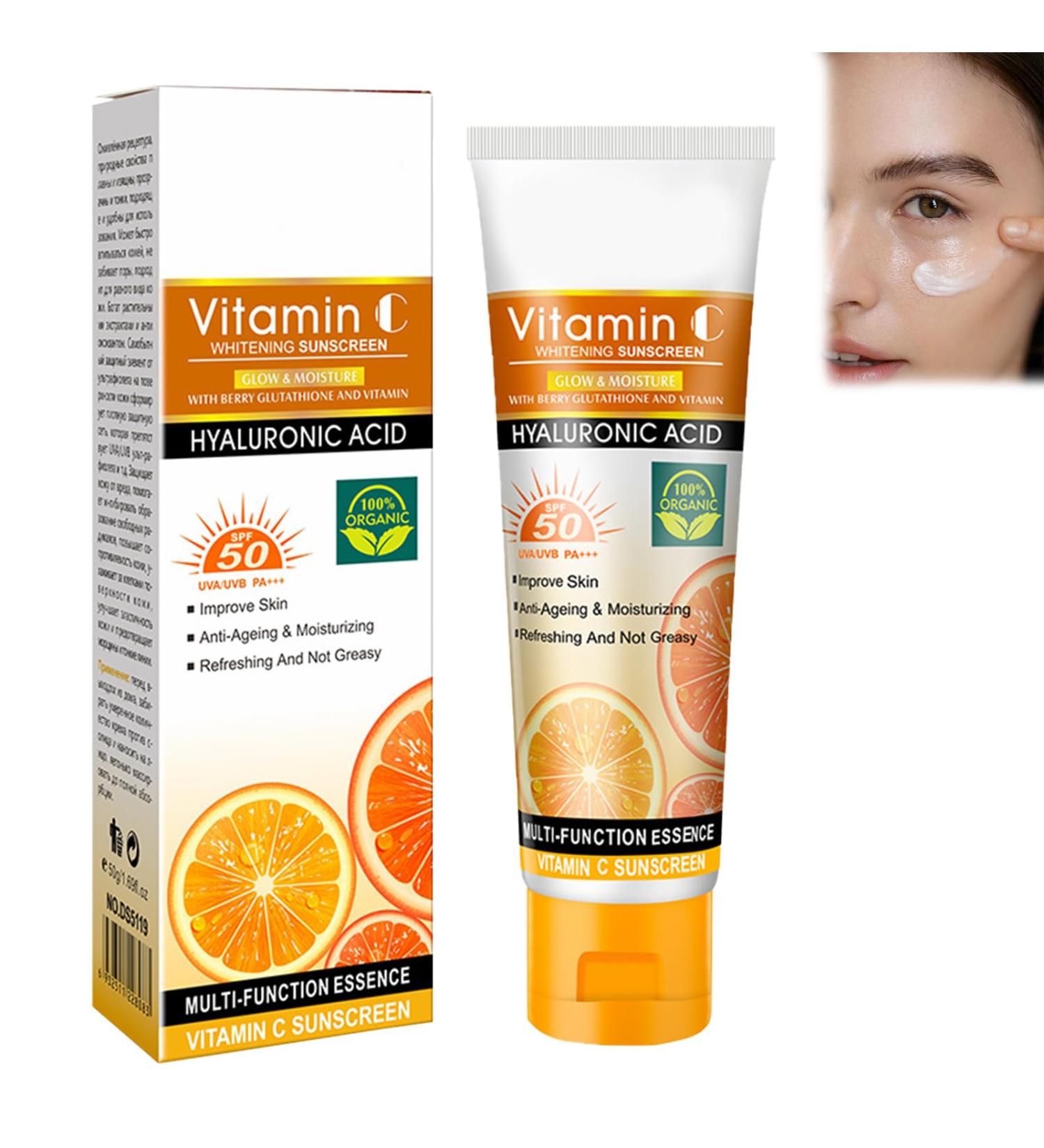 Sunscreen Spf 50 Face Sun Cream Moisturiser with Vitamin C Sun Cream SPF 50+ Face for UVA & UVB Protection Waterproof Sunscreen Spf 50 Face for Daily Use - Buy Online on GoSupps.com
