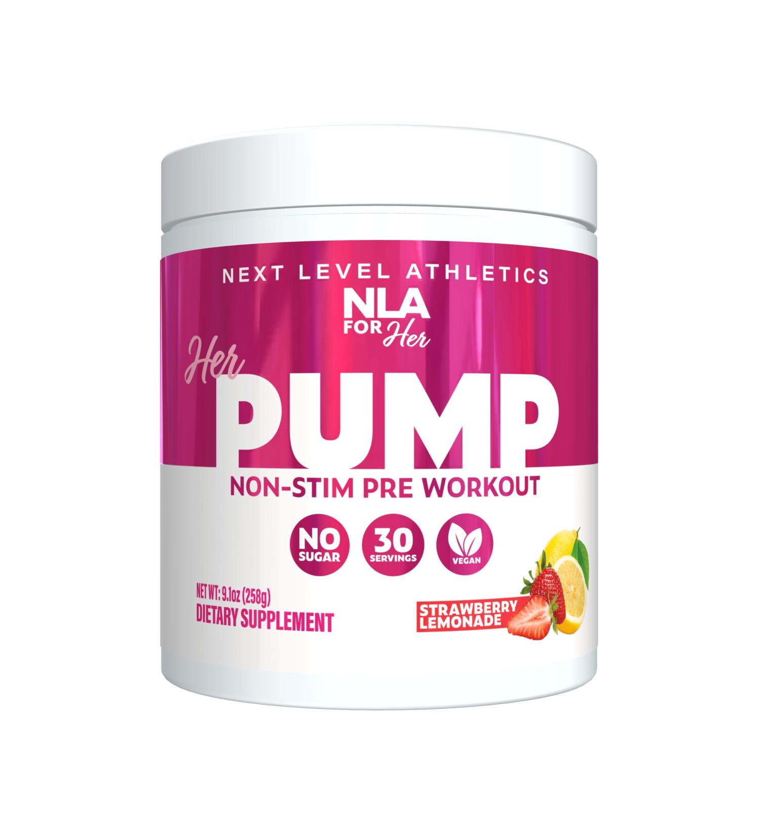 Her Pump Non-Stim Pre-Workout for Women | Strawberry Lemonade | Boosts Energy Focus & Performance | Vegan & Gluten-Free | 30 Servings - Buy Online on GoSupps.com
