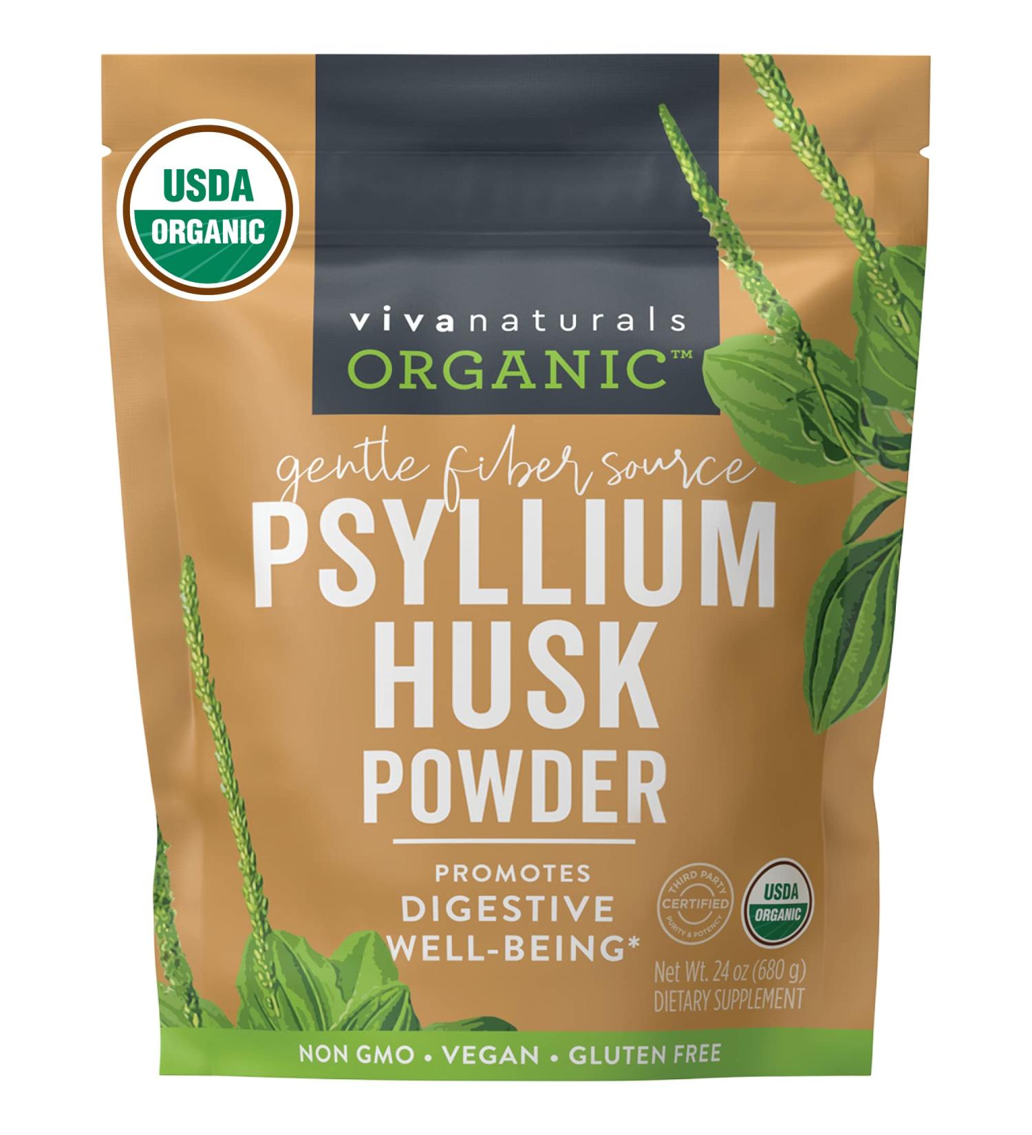 Viva Naturals Organic Psyllium Husk Powder - 1.5 lbs | Gluten-Free Fiber Supplement - Buy Online on GoSupps.com