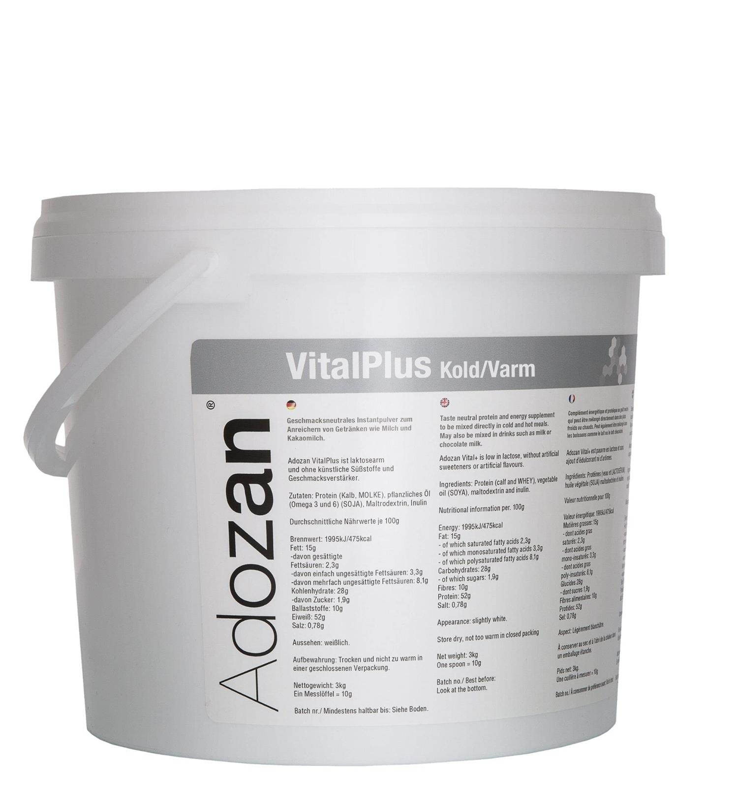 Sanacare Nutrition ApS Adozan Vital Plus Energy and protein powder taste neutral carbohydraterich protein powder very good for hot and cold dishes and drinks diet management 3000 g neutral 3 kg 1er Pack - Buy Online on GoSupps.com