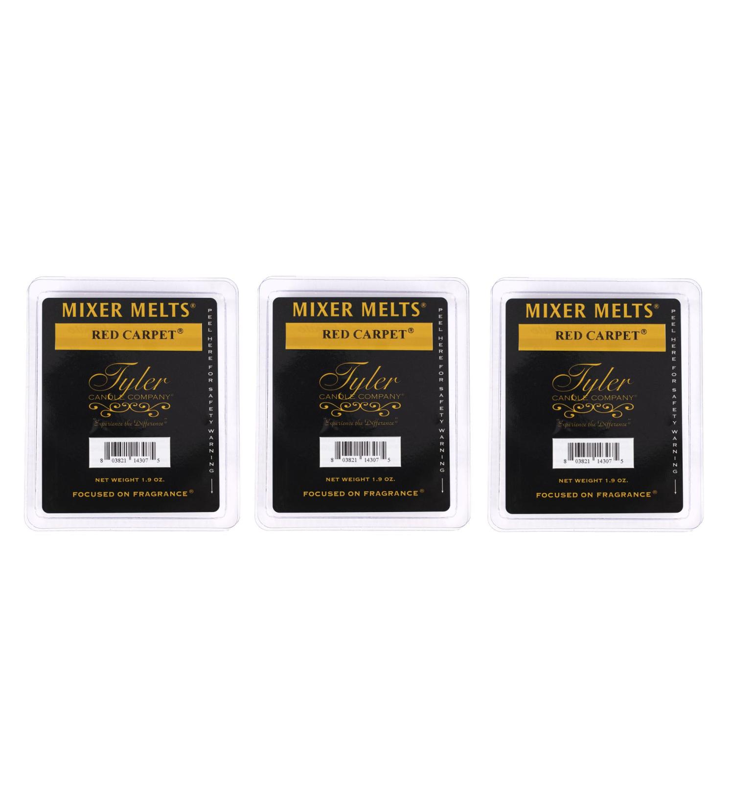 Tyler Candle Company RED Carpet 1.9 Ounce Scented Mixer Wax Melt Cubes for Tart Burner Pack of 3