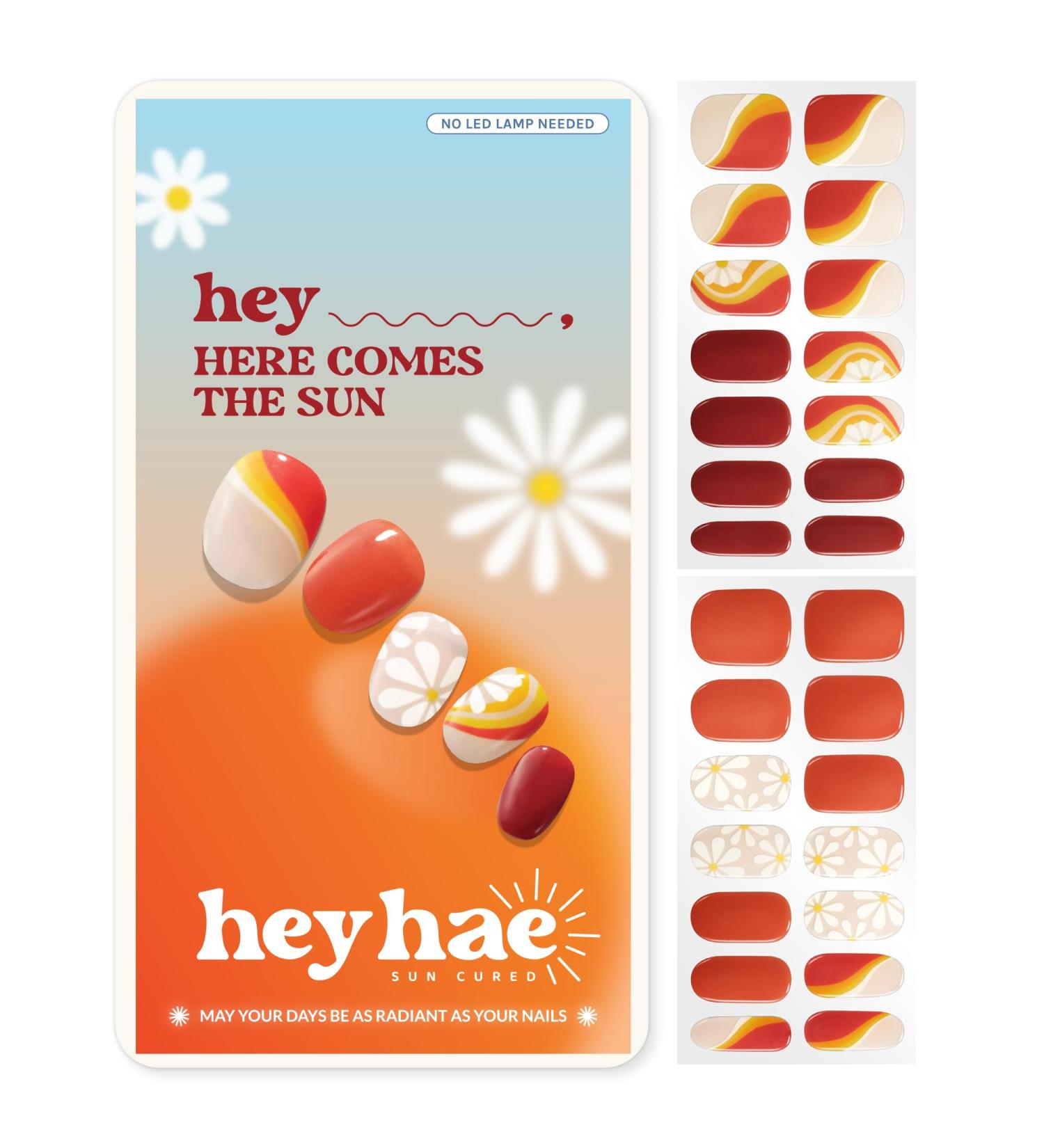Heyhae Bandes d'ongles en gel semi-durci - Pas besoin de lampe LED - Fleurs rouges d' t - Facile appliquer et enlever - Qualit salon - 28 bandes - 1 tampon de pr paration et lime ongles - Buy Online on GoSupps.com