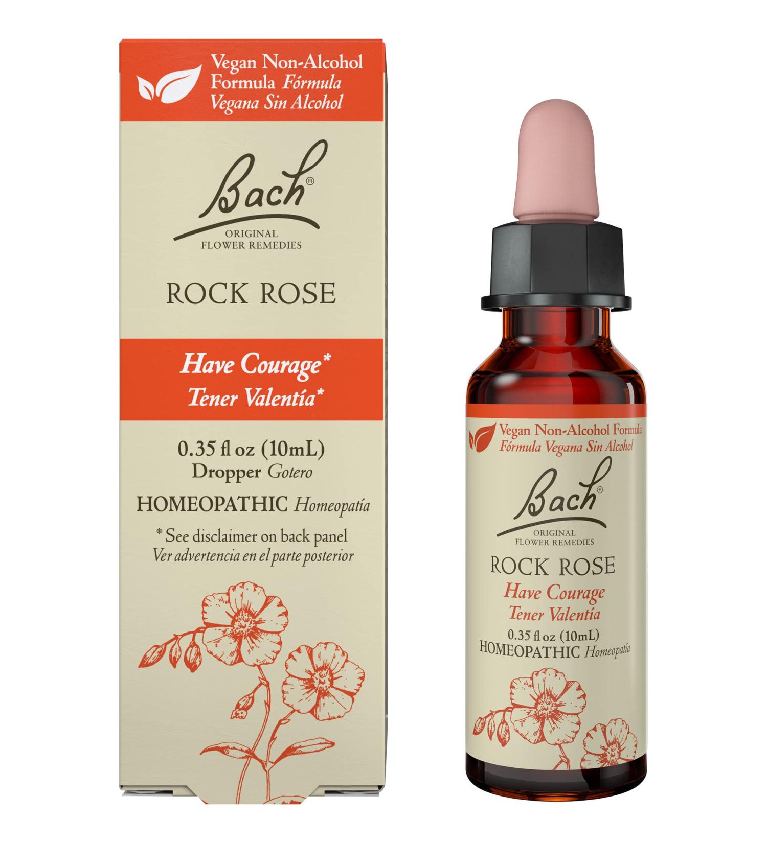 Bach Rock Rose Flower Remedy 10mL - Non-Alcohol Formula for Courage, Holistic Wellness & Stress Relief | Vegan Homeopathic Essence - Buy Online on GoSupps.com
