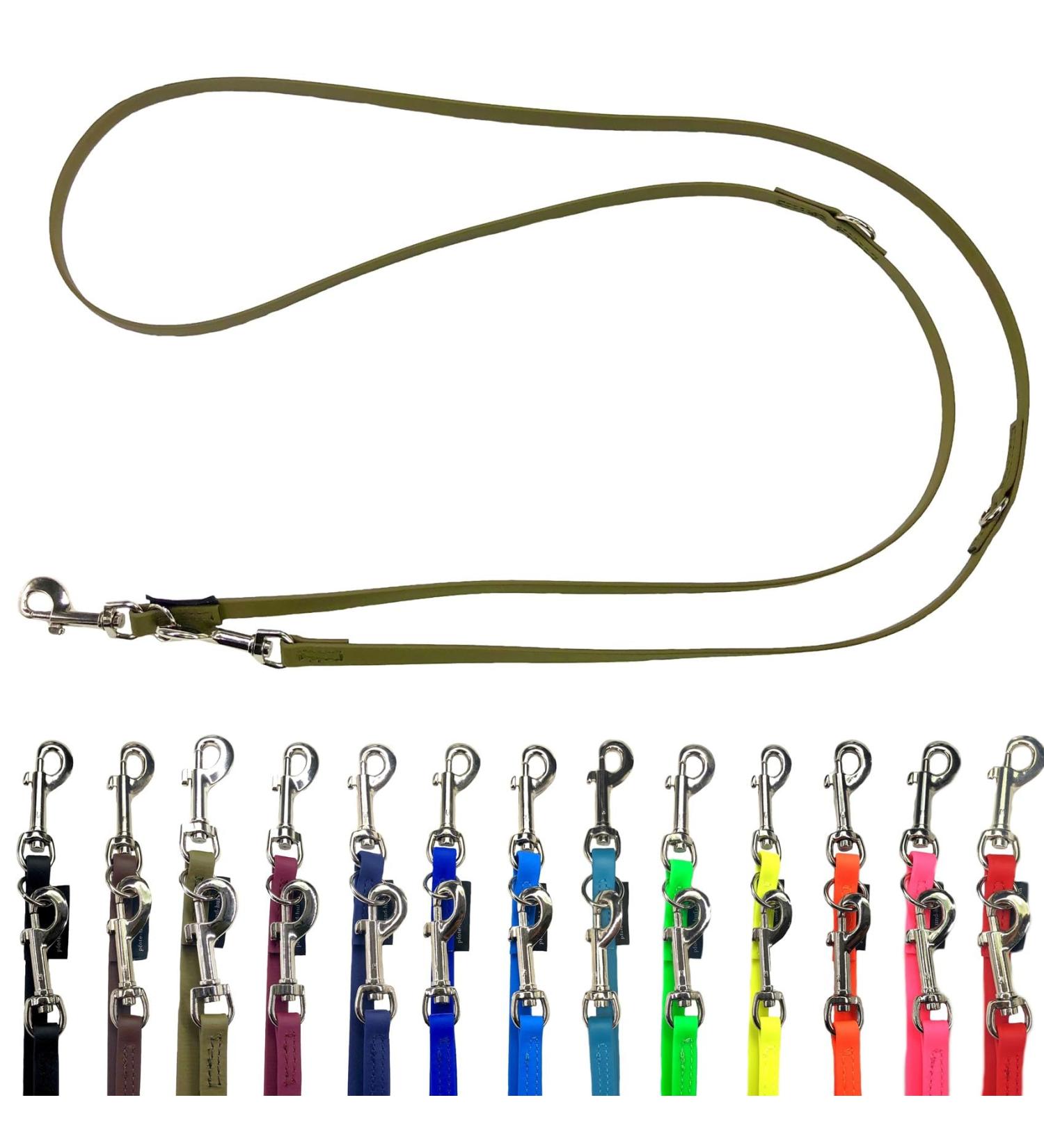 Biothane Dog Leash for Small & Large Dogs - Adjustable 2m to 5m with Silver Hook | Durable Olive 2.40m x 16mm - Buy Online on GoSupps.com