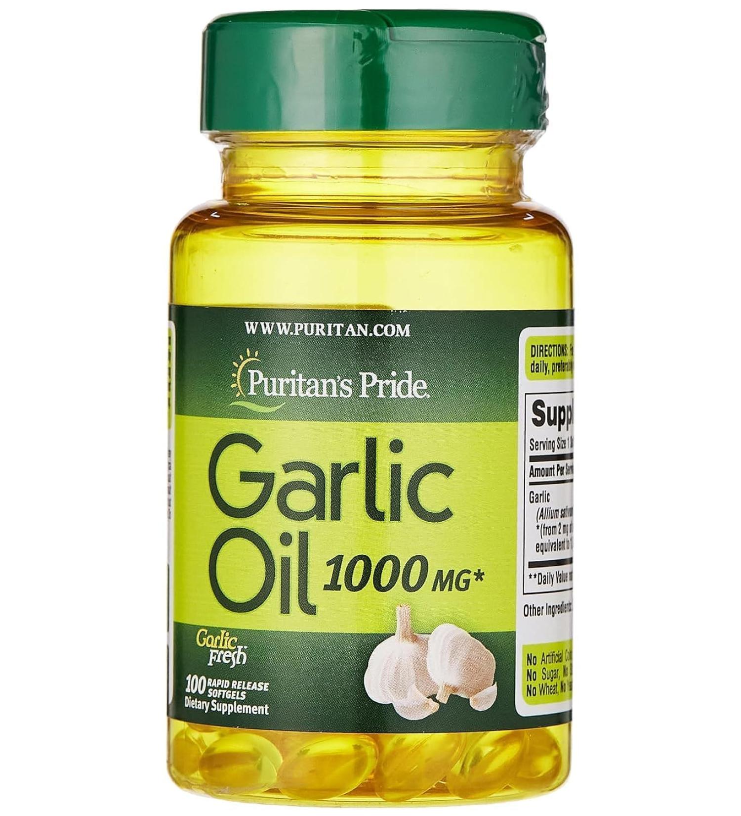 Puritan's Pride Garlic Oil 1000 mg 100 Softgels - Buy Online on GoSupps.com