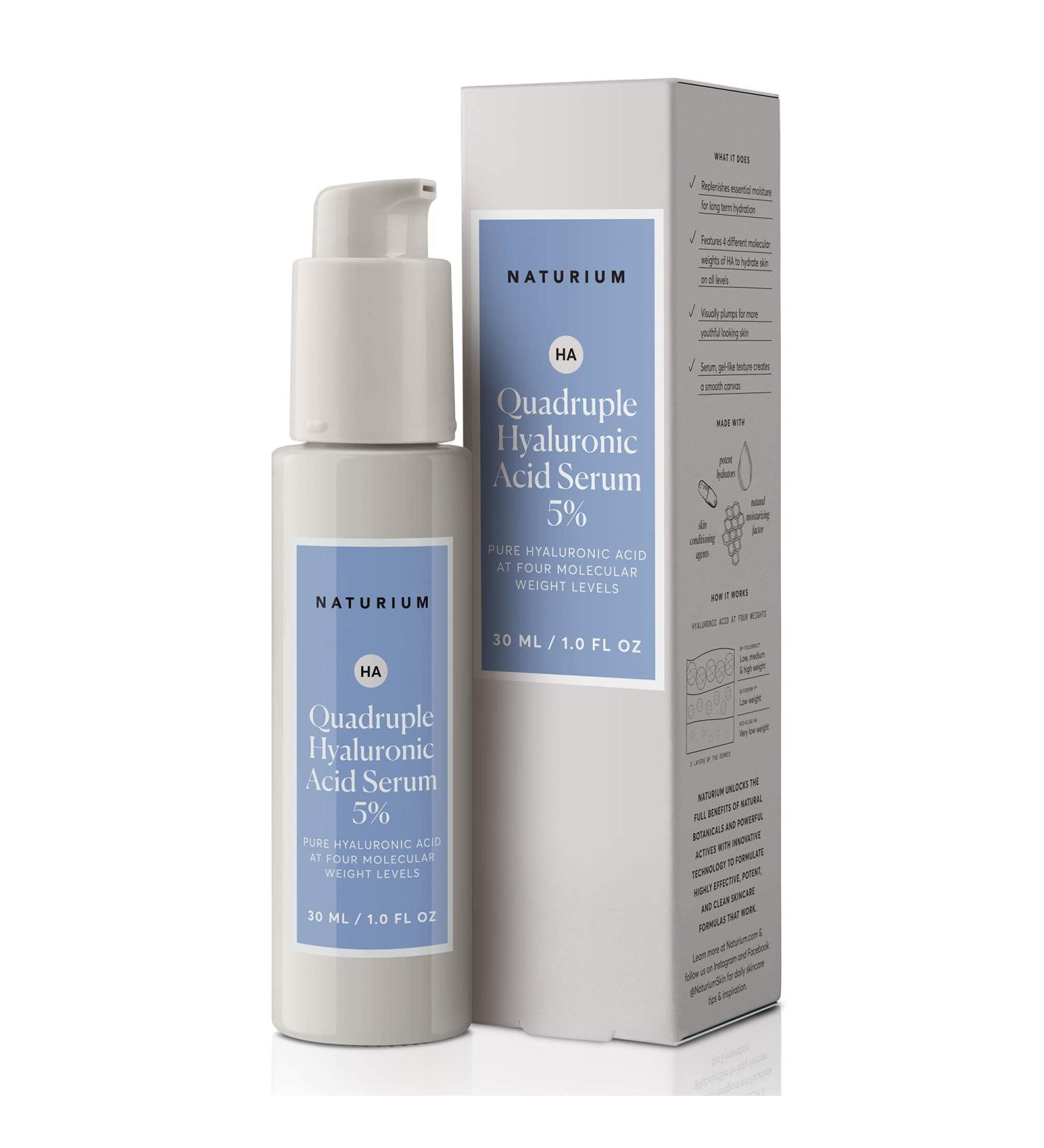 Naturium Quadruple Hyaluronic Acid Serum 5% - Hydrating Anti-Aging Face Moisturizer, Fragrance-Free, 1 oz - Buy Online on GoSupps.com