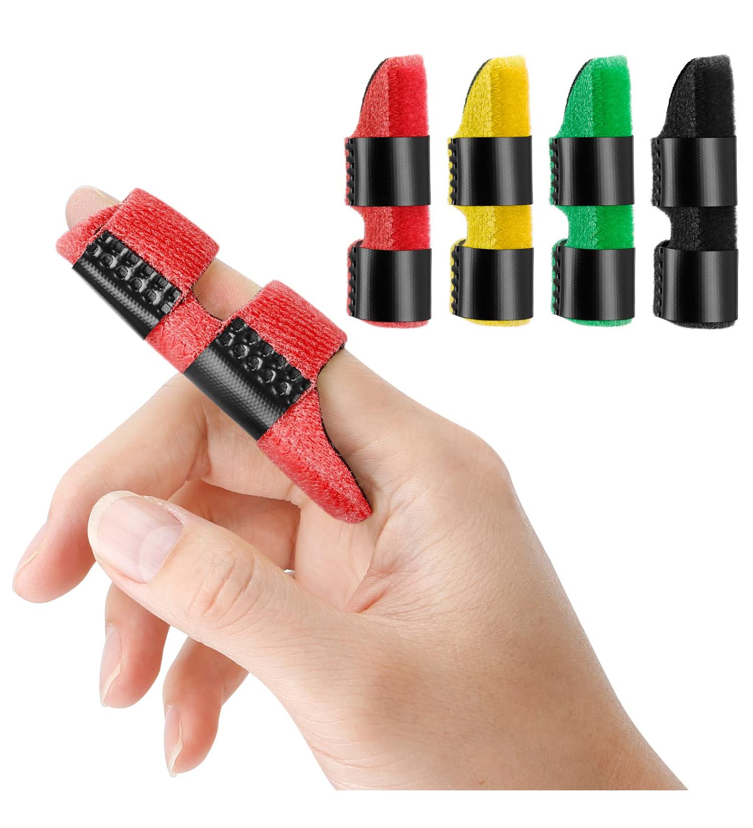 Moicainy 4-Piece Medical Finger Rails Set - Bandages for Middle Ring Index & Small Fingers in Red Yellow Green Black - International Shipping Available - Buy Online on GoSupps.com