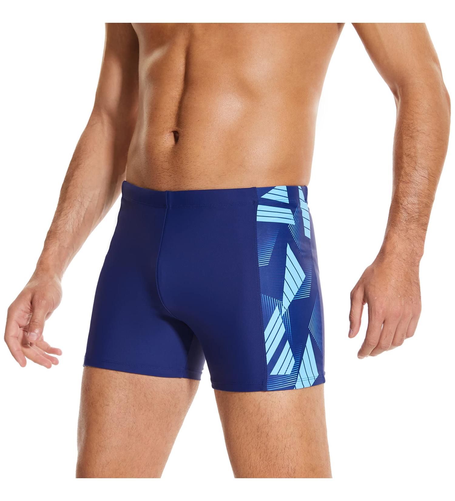 WHCREAT Men's Swim Trunks - Chlorine Resistant Sports Swimming Shorts Beach Shorts L - Blue - Buy Online on GoSupps.com