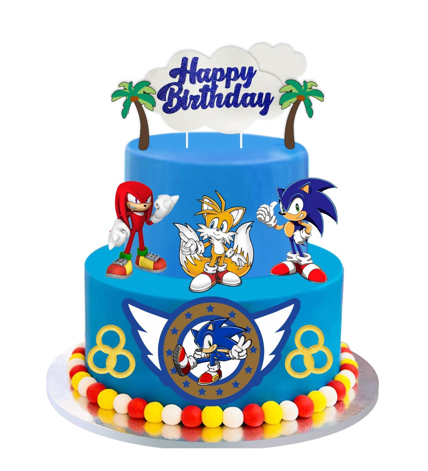 ALPXEL Blue Hedgehog Happy Birthday Cake Topper Cake Decorations Cartoon Themed Inspired Cake Decor Go Theme Party Cake Decor Glitter Kids Boys Girls Birthday Party Supplies (SS2) - Buy Online on GoSupps.com