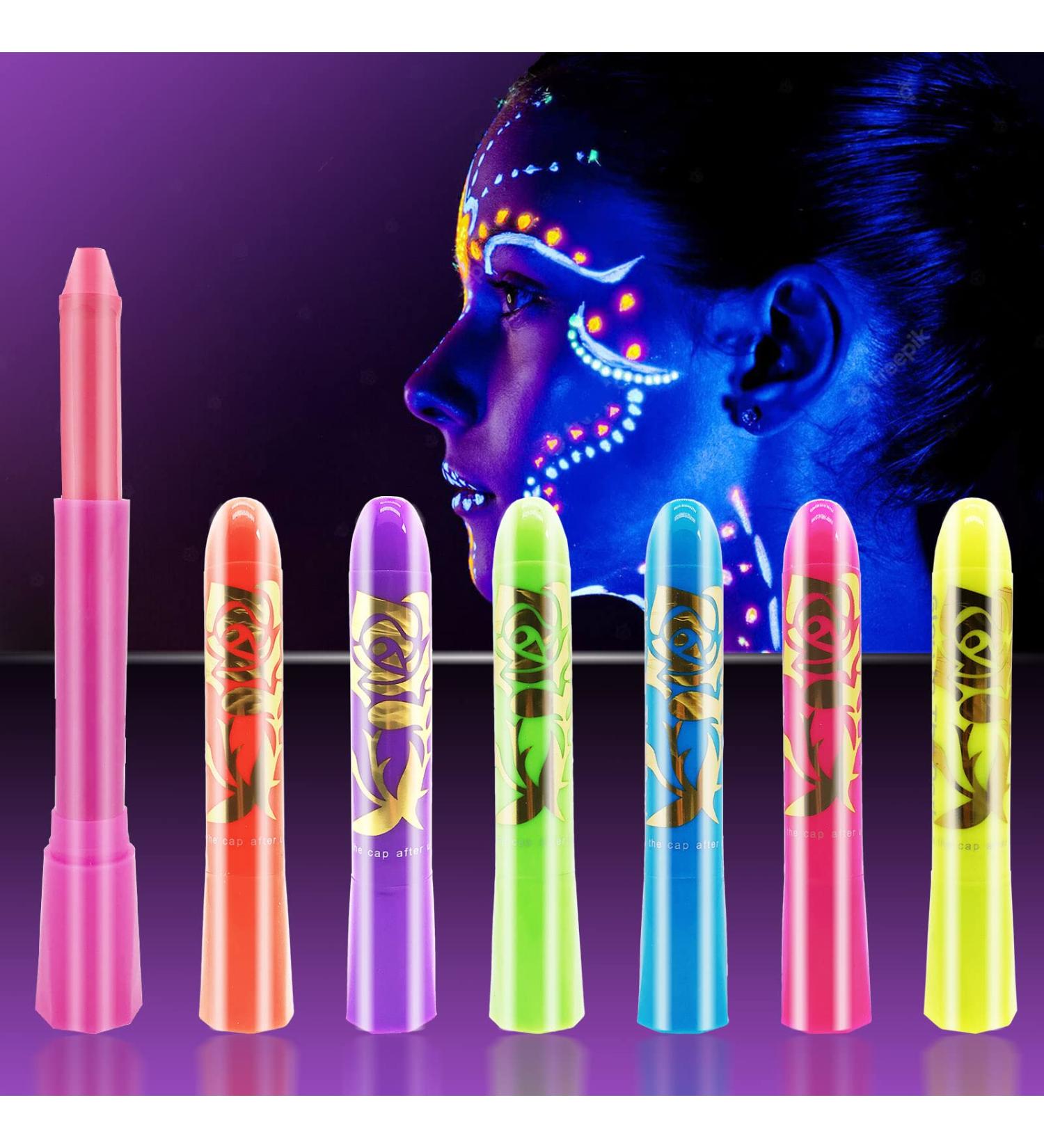 6 Glow in The Dark Face Paint Crayons for Halloween Parties - Non-Toxic UV Body Painting Kit - Buy Online on GoSupps.com