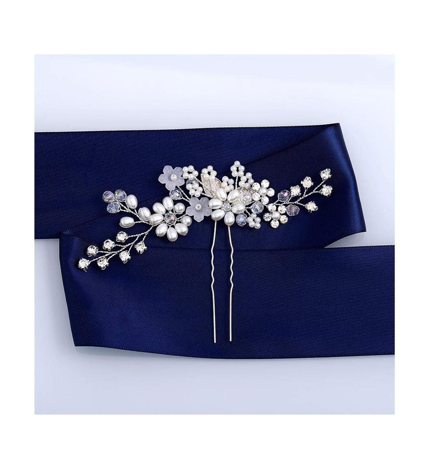 Shop Iyou Bridal Jewelry: Silver Glittering Crystal Hairpins & Pearl Hair Accessories for Brides 2 Piece Set - Buy Online on GoSupps.com