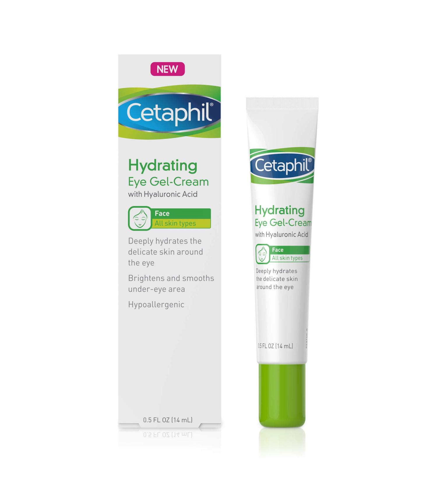 Cetaphil Hydrating Eye Gel-Cream with Hyaluronic Acid - 0.5 fl oz (14 ml) - Moisturize & Refresh Eyes - Buy Online on GoSupps.com