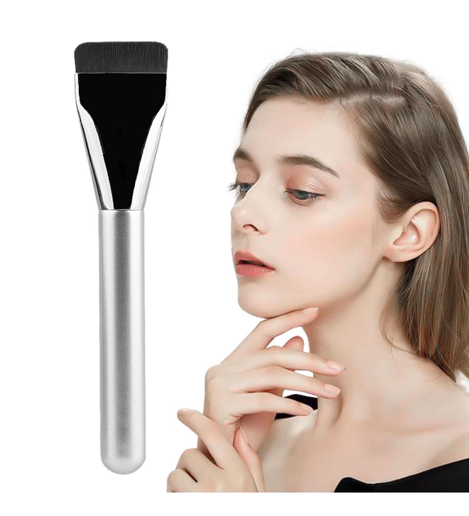 Ultra Thin Makeup Brush for Face | New Flat Light Concealer Brush Foundation Makeup Brush Flat Blush Brush for Face Liquid Foundation Brush Face Makeup Tool Aluminum tube wooden handle - Buy Online on GoSupps.com