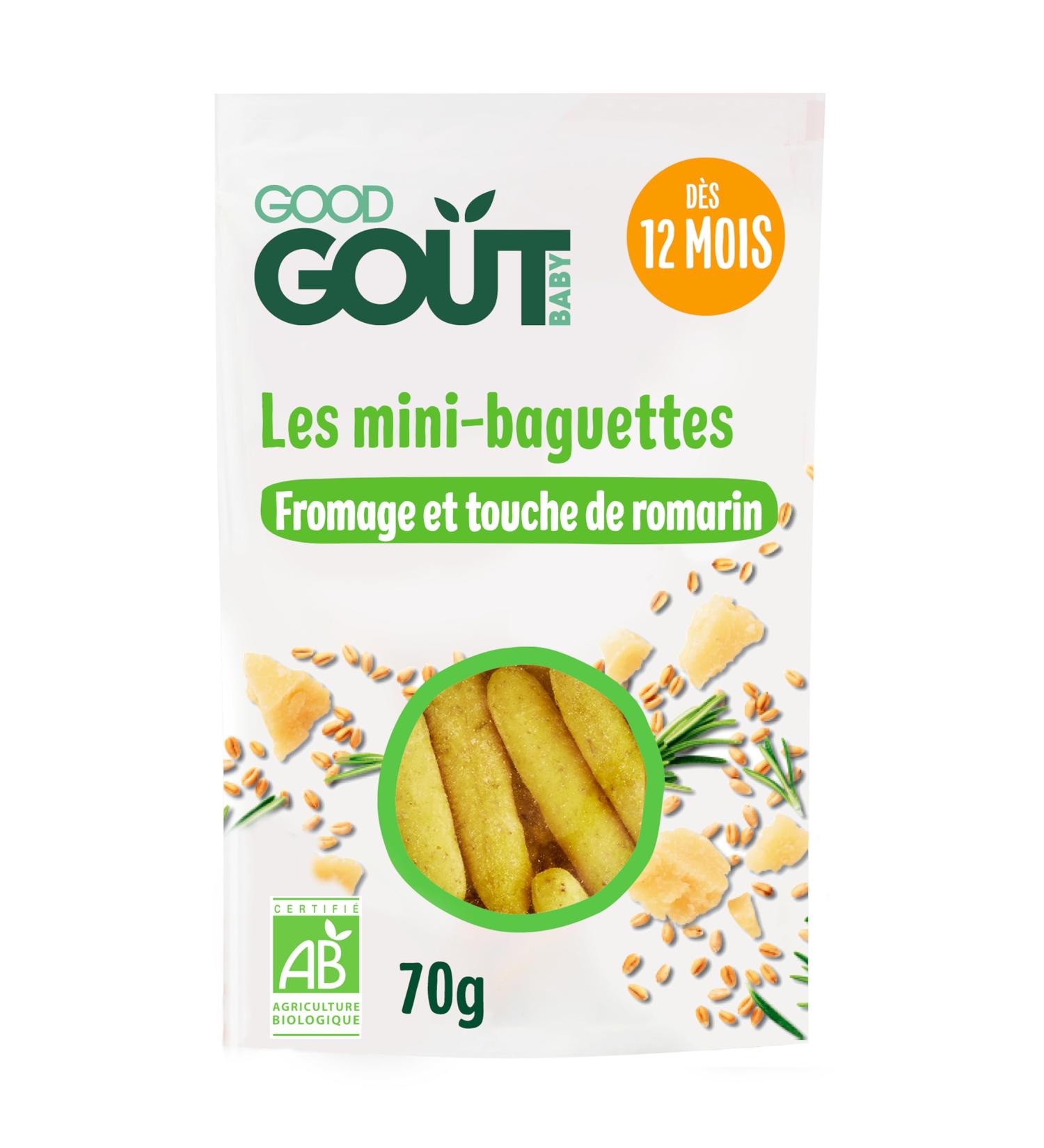  Good Go t GOOD TASTE - Mini Cheese and Rosemary Baguettes - Breadstick-Style Biscuits for Babies - From 12 Months - Resealable Bag - 70g - Buy Online on GoSupps.com