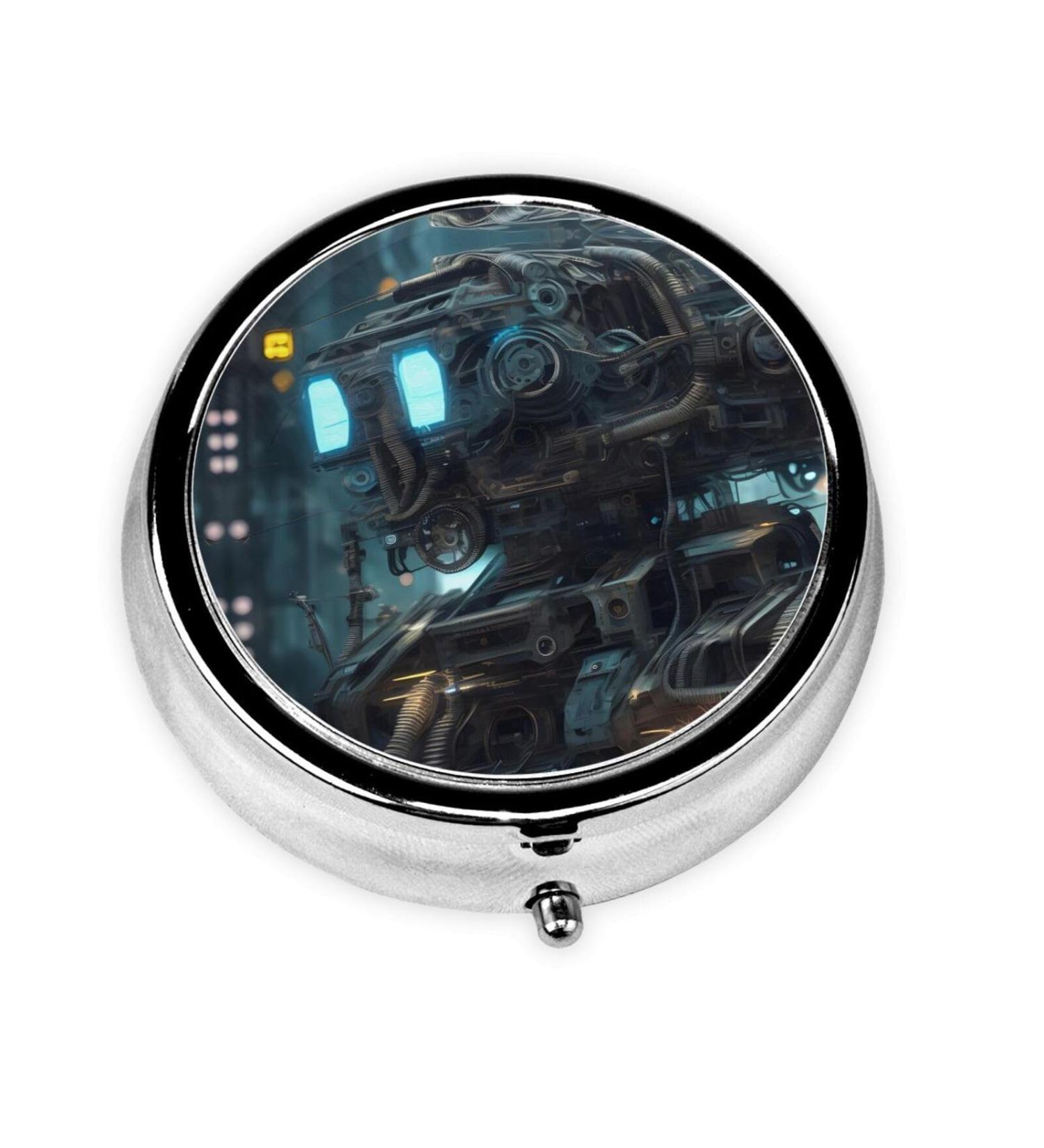 Future Robot Round Pill Box - 3 Compartment Portable Pill Organizer for Travel - Compact Pill Storage Solution for Purse & Pocket - Buy Online on GoSupps.com