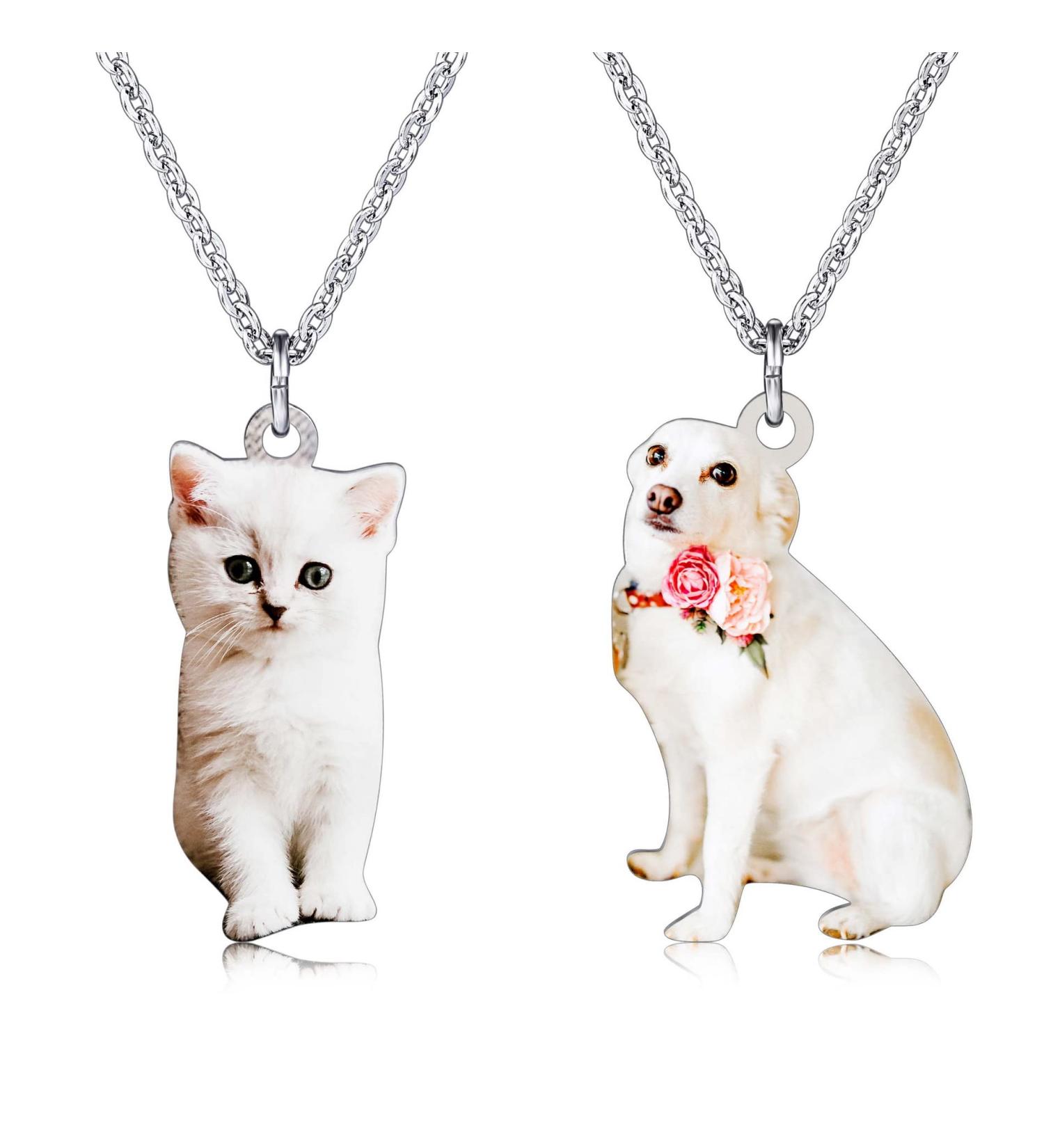 Personalized Photo Necklace for Cat & Dog Lovers | Stainless Steel Round/Heart-Shaped Gifts - Buy Online on GoSupps.com