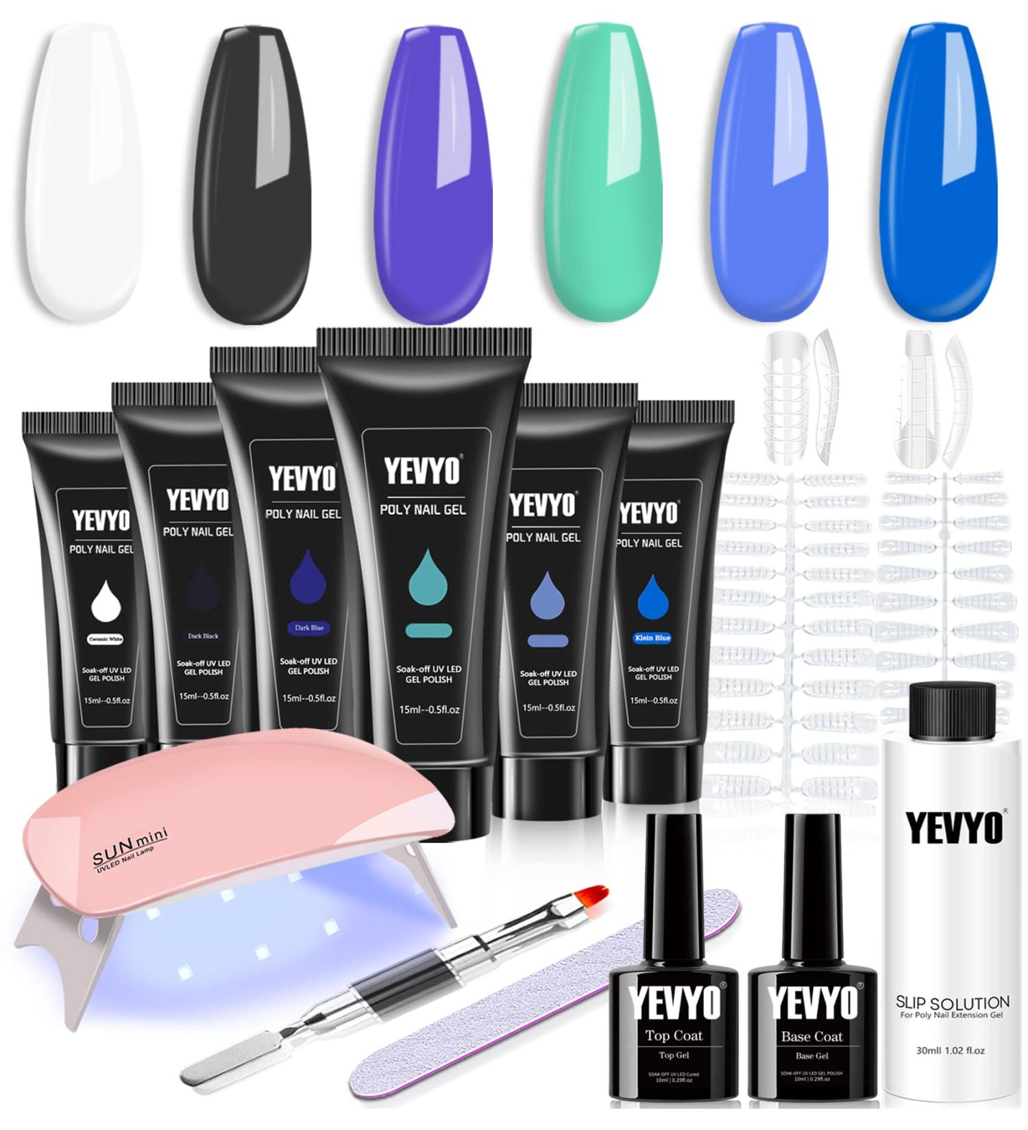 Poly Gel Nail Kit: 6 Colors, Nail Lamp, Extension Kit, Top Base Coat, Builder Tools - Ideal for Beginners - Buy Online on GoSupps.com