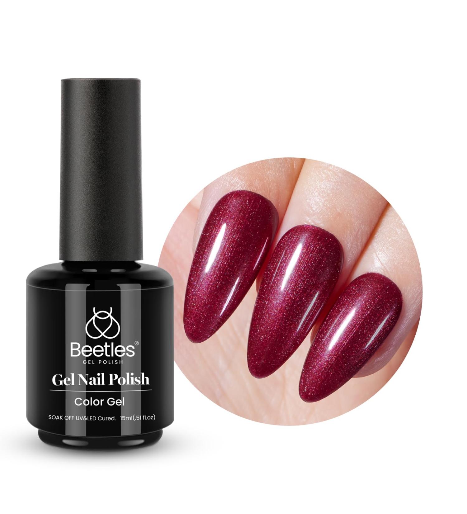 beetles Gel Polish 15mL Glitter Burgundy Rusty Maroon Dark Red Wine Red Dark Red Shine Fine Glitter Red Gel Nail Polish Manicure Diy Nail Art Gel Soak Off UV LED Nail Lamp - Buy Online on GoSupps.com