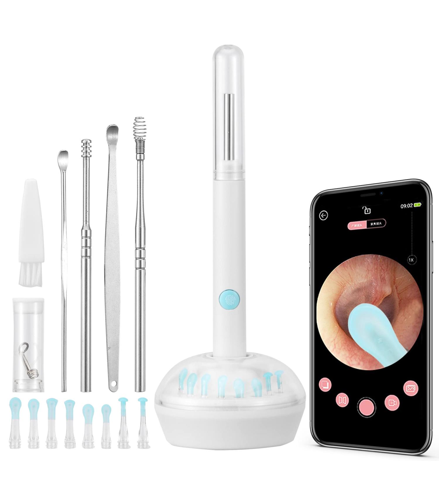 Wireless Earwax Otoscope with Charging Station and 14 Cleaning Tools | 3M High-definition Camera | 3-level LEDs | for iOS & Android - Buy Online on GoSupps.com