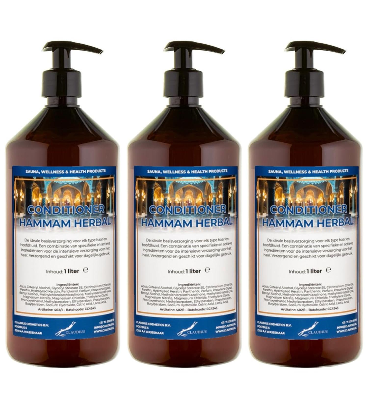 Claudius Hammam Herbal Air Conditioner 1 Liter with 3 Black Pumps - Pack of 3
