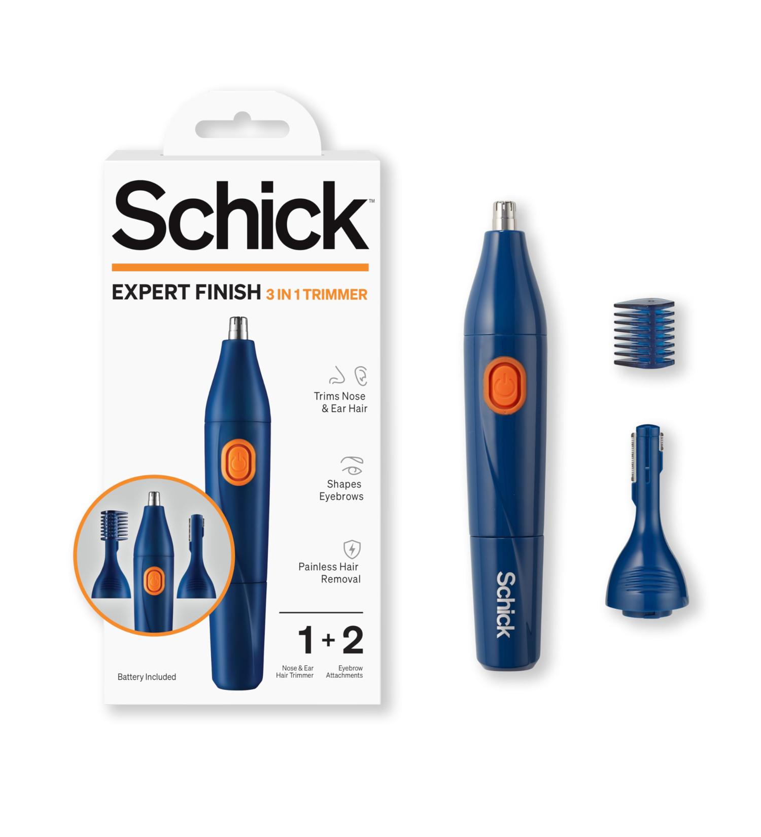 Schick 3-in-1 Hair Trimmer for Nose Ear & Eyebrows | Cordless Waterproof & Painless Grooming Tool for Men & Women - Buy Online on GoSupps.com
