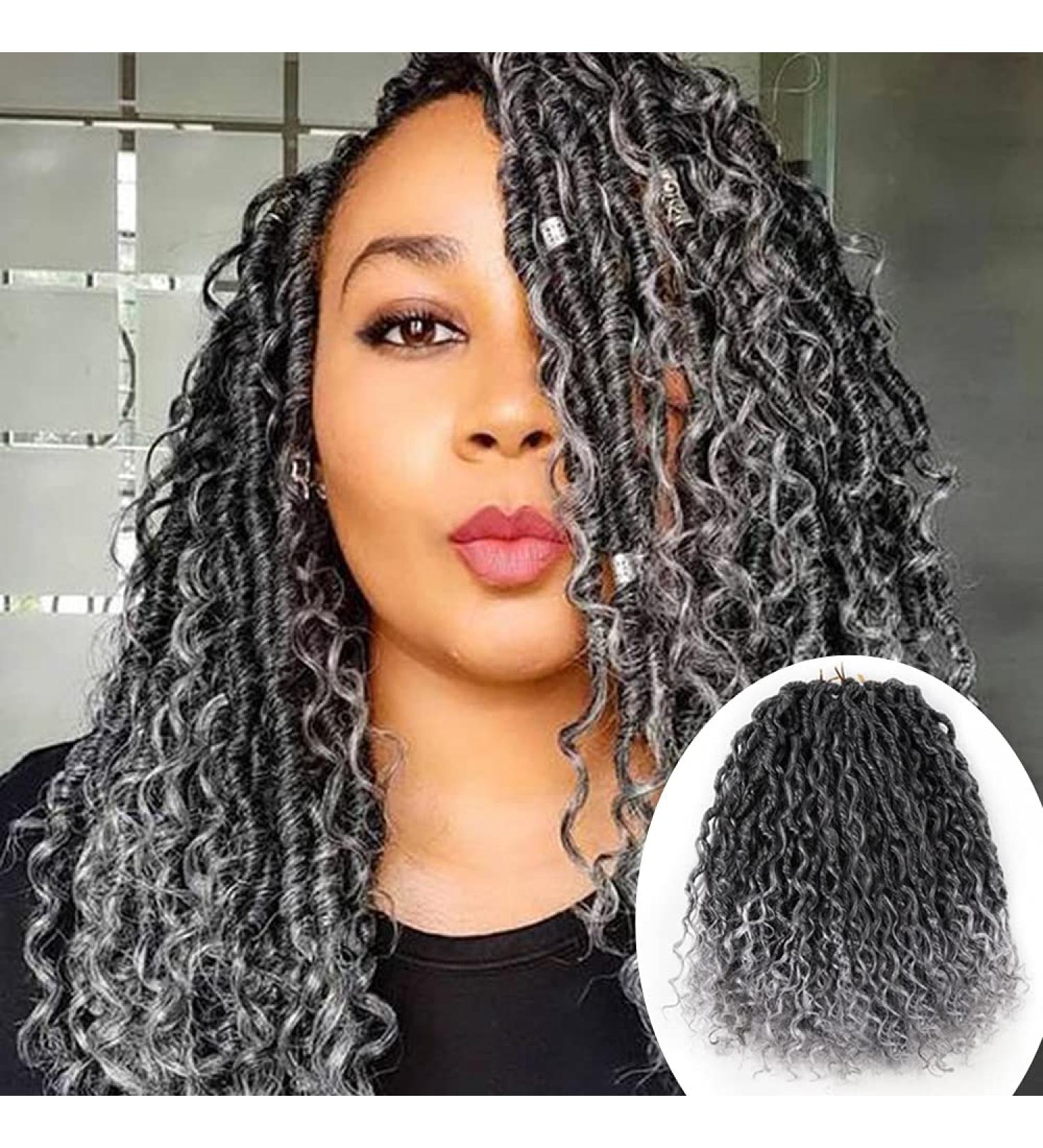 6 Packs Goddess Curly Locs Crochet Hair 14 Inch Faux Boho Hippie River Locs for Black Women - T1B/Gray - Buy Online on GoSupps.com