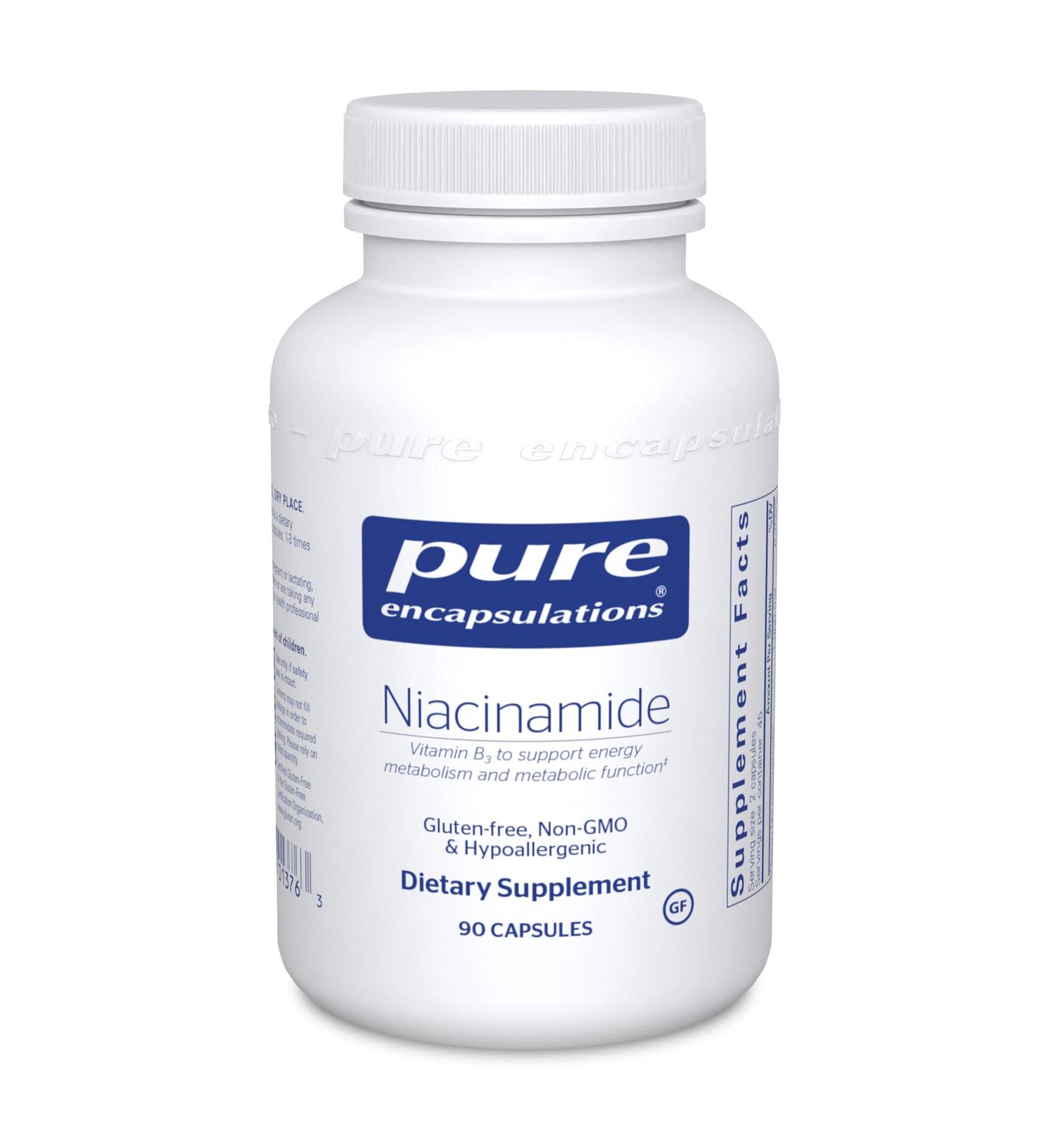 Pure Encapsulations Niacinamide | Vitamin B3 Supplement for Energy Metabolism, Joint Mobility & Metabolic Function* | 90 Capsules - Buy Online on GoSupps.com