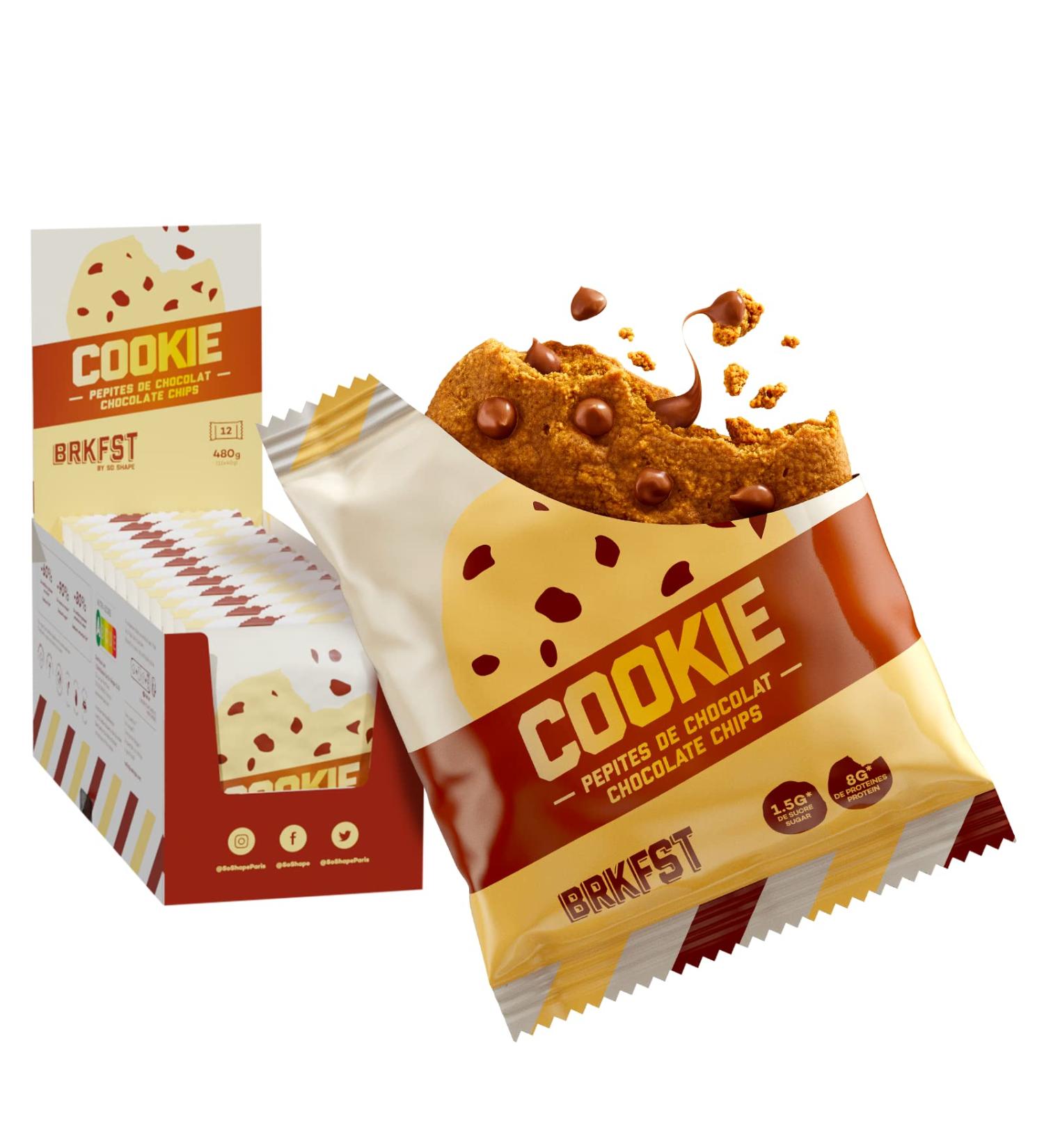 So Shape Cookies aux P pites de Chocolat 8g de prot ines par cookie Faible en sucre et en mati res grasses 12 Cookies de 40g - Buy Online on GoSupps.com