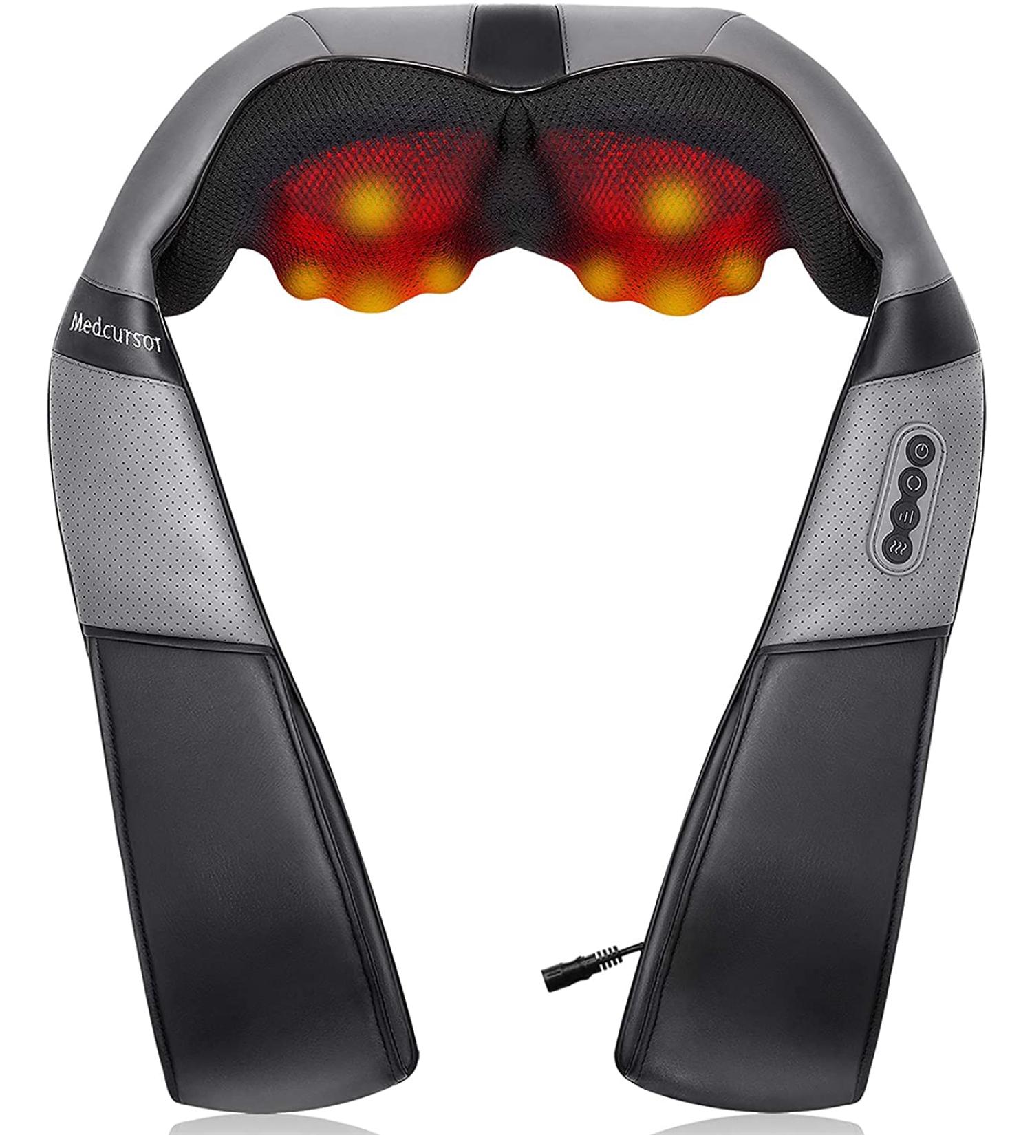 Medcursor 3D Shiatsu Neck Massage Device with Heat - Deep Tissue Relief for Neck Shoulder Back & Body Pain | Perfect for Home Office & Car - Black - Buy Online on GoSupps.com