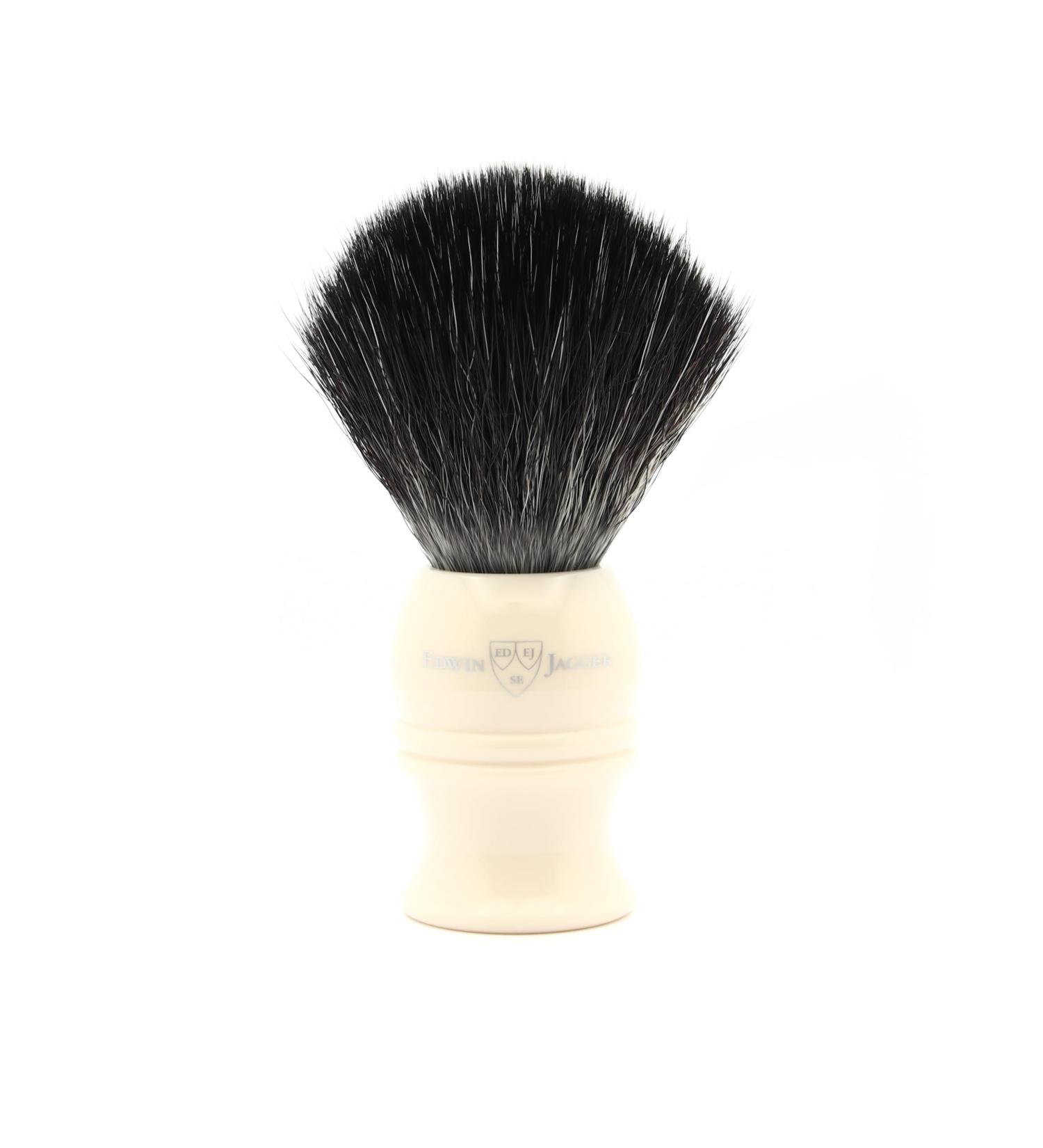 Edwin Jagger Classic Black Synthetic Shaving Brush - Eco-Friendly Vegan Exfoliating Brush for Men and Women - Buy Online on GoSupps.com